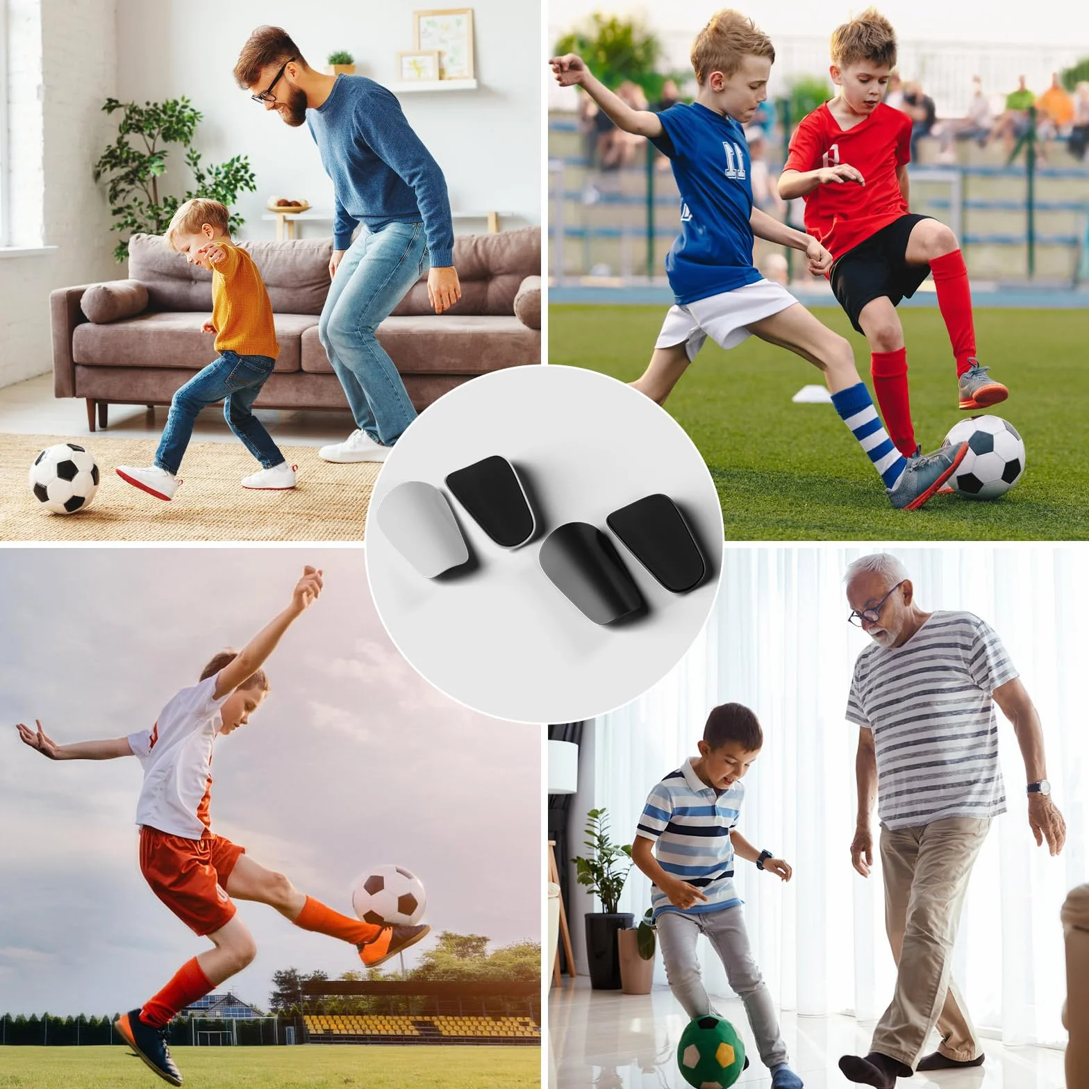 CLOPAE Mini espinilleras fútbol 8x5 cm niños niñas