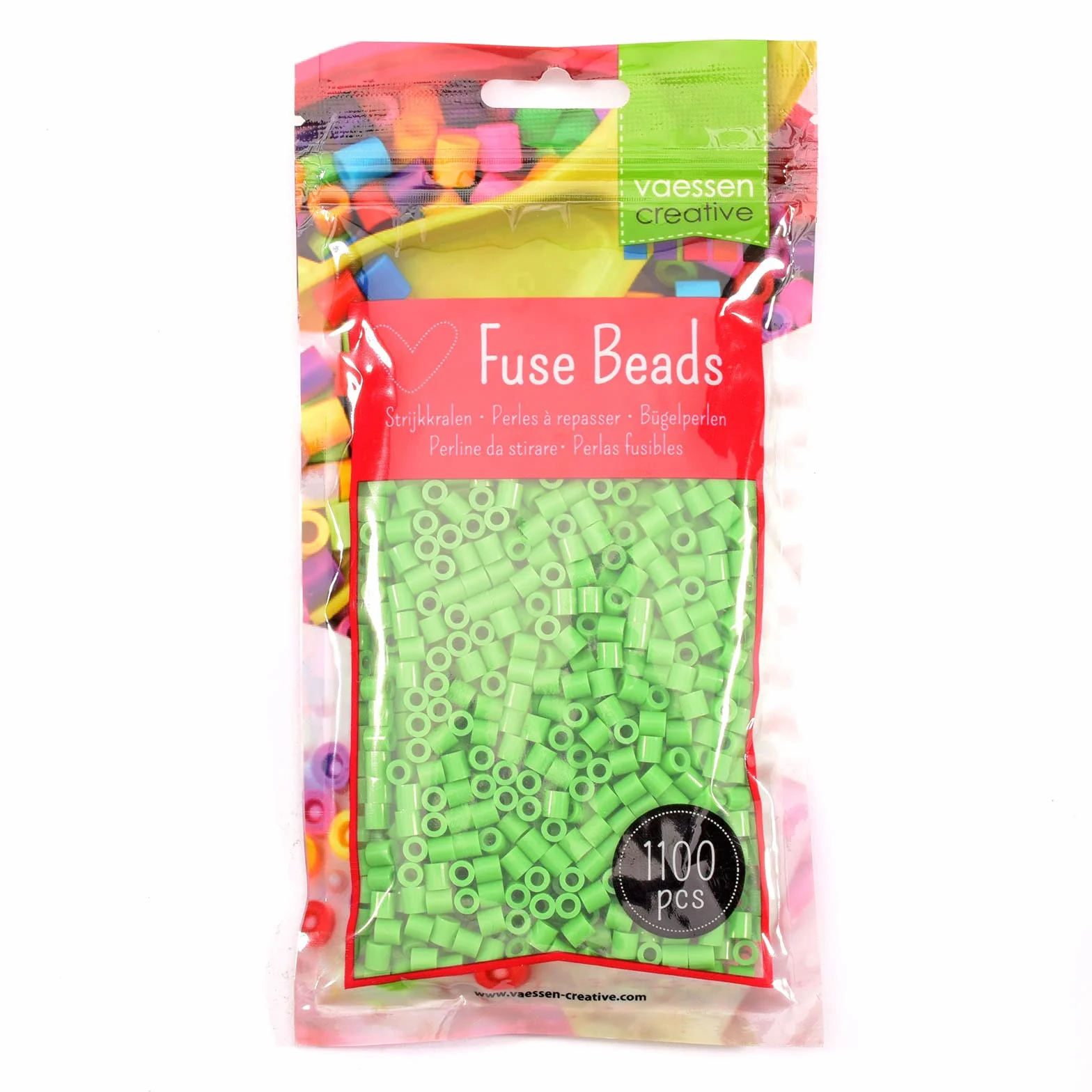 Vaessen Creative Perlas Fusibles, Verde Claro, Set de 1100 Piezas DIY para Niños, Creación de Joyas, Decoraciones Hechas en Casa y Otras Ideas de Manualidades, 5mm