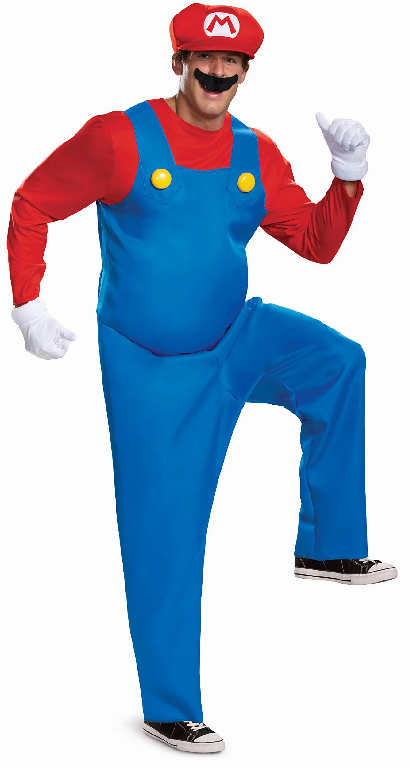 DISGUISE Official Nintendo Deluxe Super Mario Costume Adult Includes Mario Hat and Gloves, Halloween Costume for Adults Fancy Dress Up Outfit for Men
