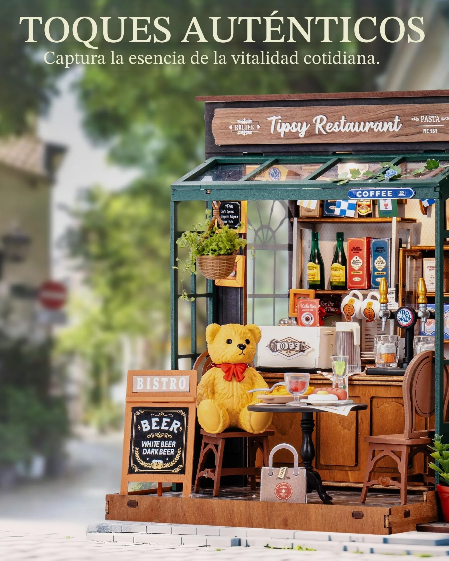 Rolife DIY Casa Miniatura Kit Bistro Bar - Kits de Maquetas para Adultos, Rolife Maquetas, Casas Miniaturas para Montar, Decoración para Casa Pequeña, Escritorio y Estante de Libros