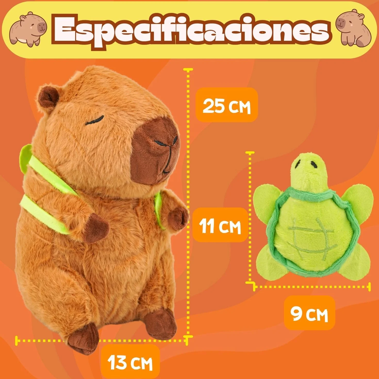 Peluche Capibara 25 cm | Capybara Kawaii Suave y Achuchable | Muñeco Capibara Peluche de Capibara Original y Tierno