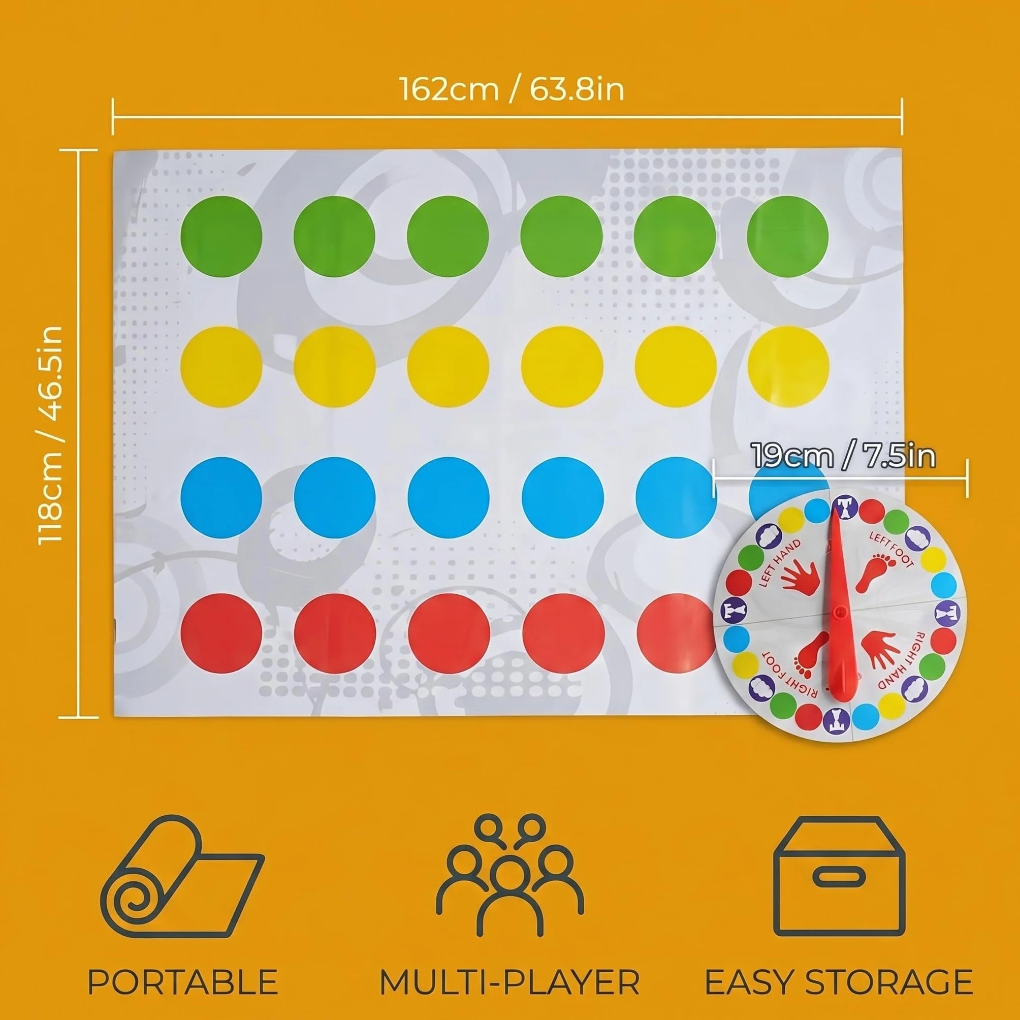 Twister Juego Infantil,Twisting Game Partir de 6 Años, Juego de Piso Familiar con Alfombrilla de Juego, lustige Spiel für Interinen und Ausraußen