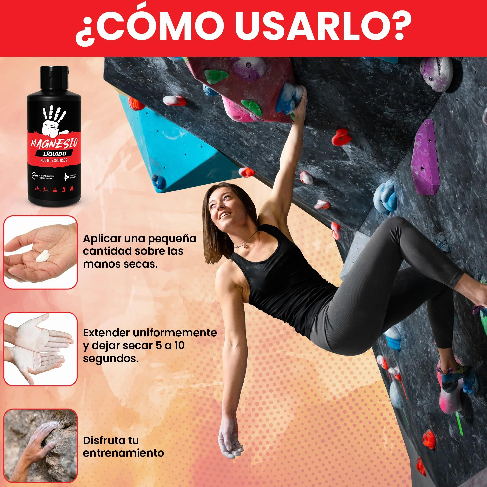Magnesio Líquido 400ml Chalk Profesional Agarre Crossfit Escalada Calistenia Halterofilia