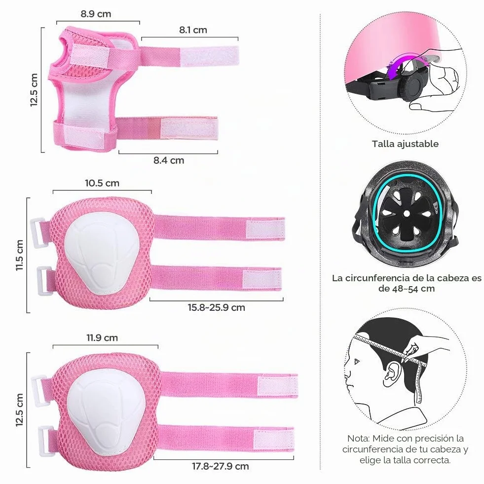 Wayin Casco y Rodilleras para Niños Bicicleta Monopatín Patinete