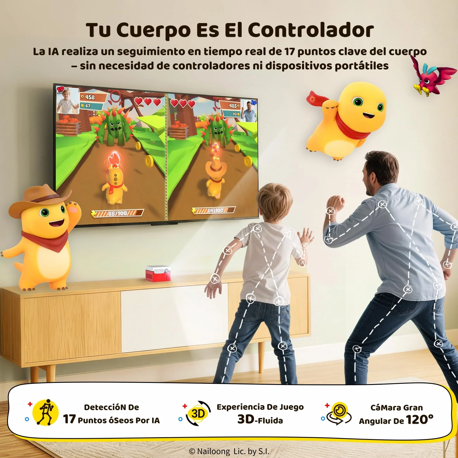 Kinhank MotionX Consola de Juegos con Detección de Movimiento AI 40+ Juegos Actualización Mensual TV Plug & Play