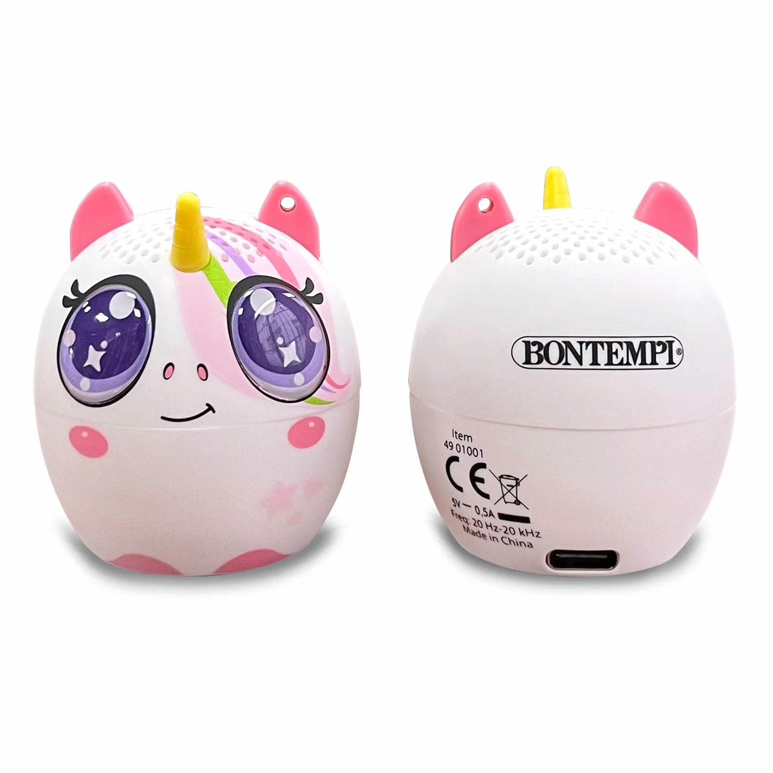 Bontempi | Mini Altavoz Inalámbrico Unicornio, Conexión Sencilla y Rápida Sin Cables, Ideal para Fiestas y Niños, 300x200x195mm