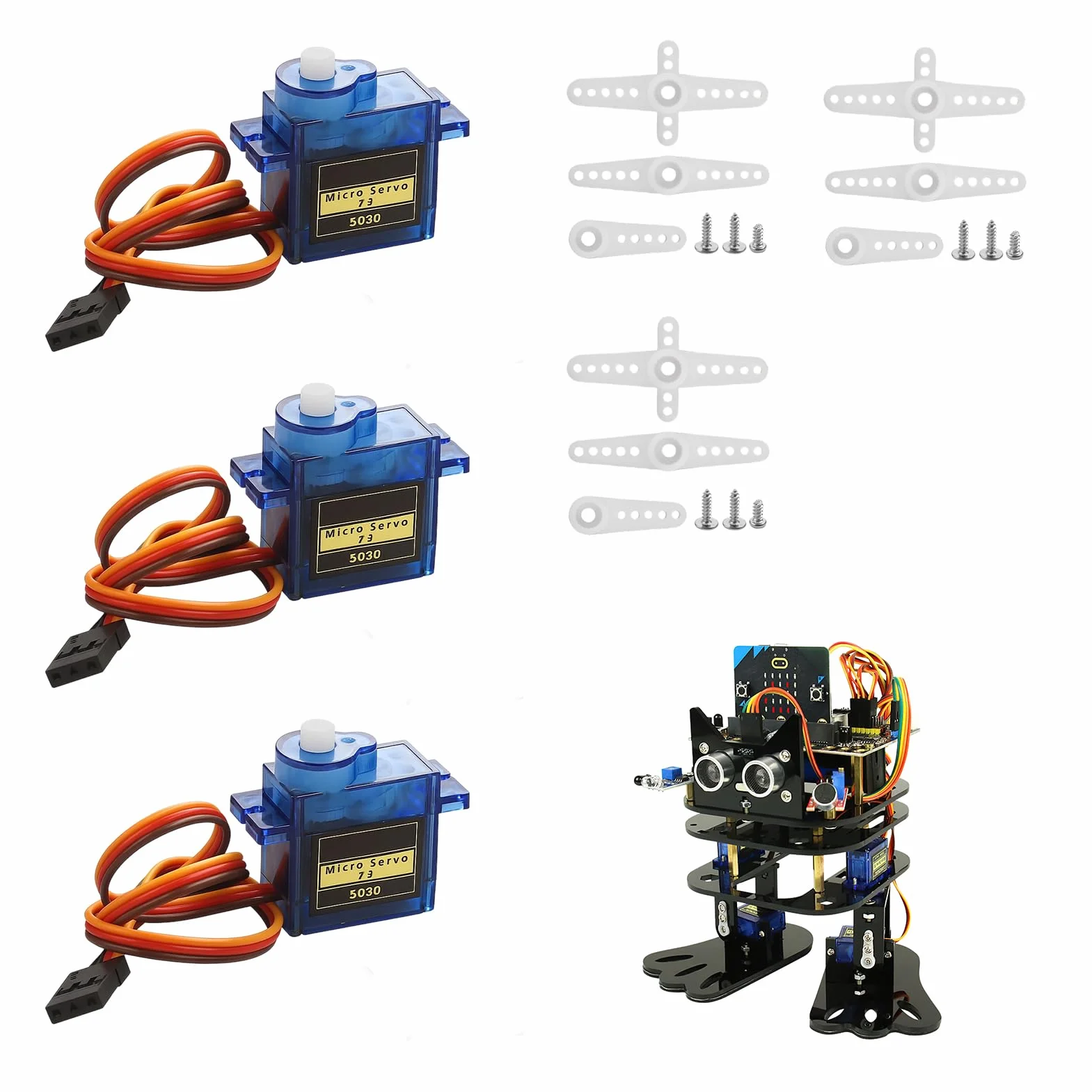Paquete de 3 microservomotores de 9G, servo SG90 para Arduino, miniservos para proyectos RC, Brazos robóticos, helicópteros, Barcos y vehículos, Control por Cable, ángulo de Control de 180°, Azul