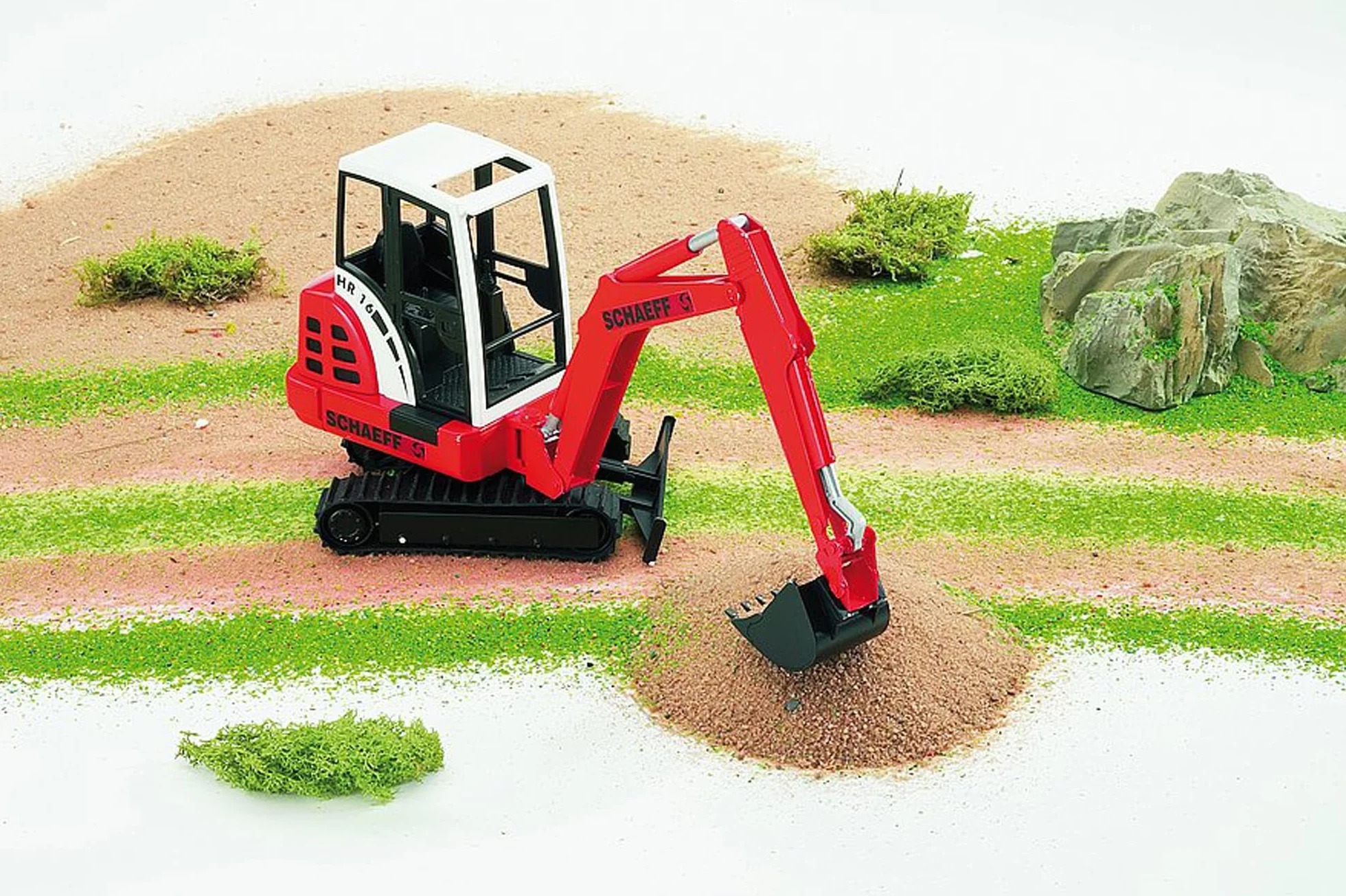 bruder 02432 - Miniexcavadora Schaeff HR16 - 1:16 Obra, Vehículo de construcción, Excavadora de cuchara, Trabajador, bworld, Máquina de construcción, Juguete