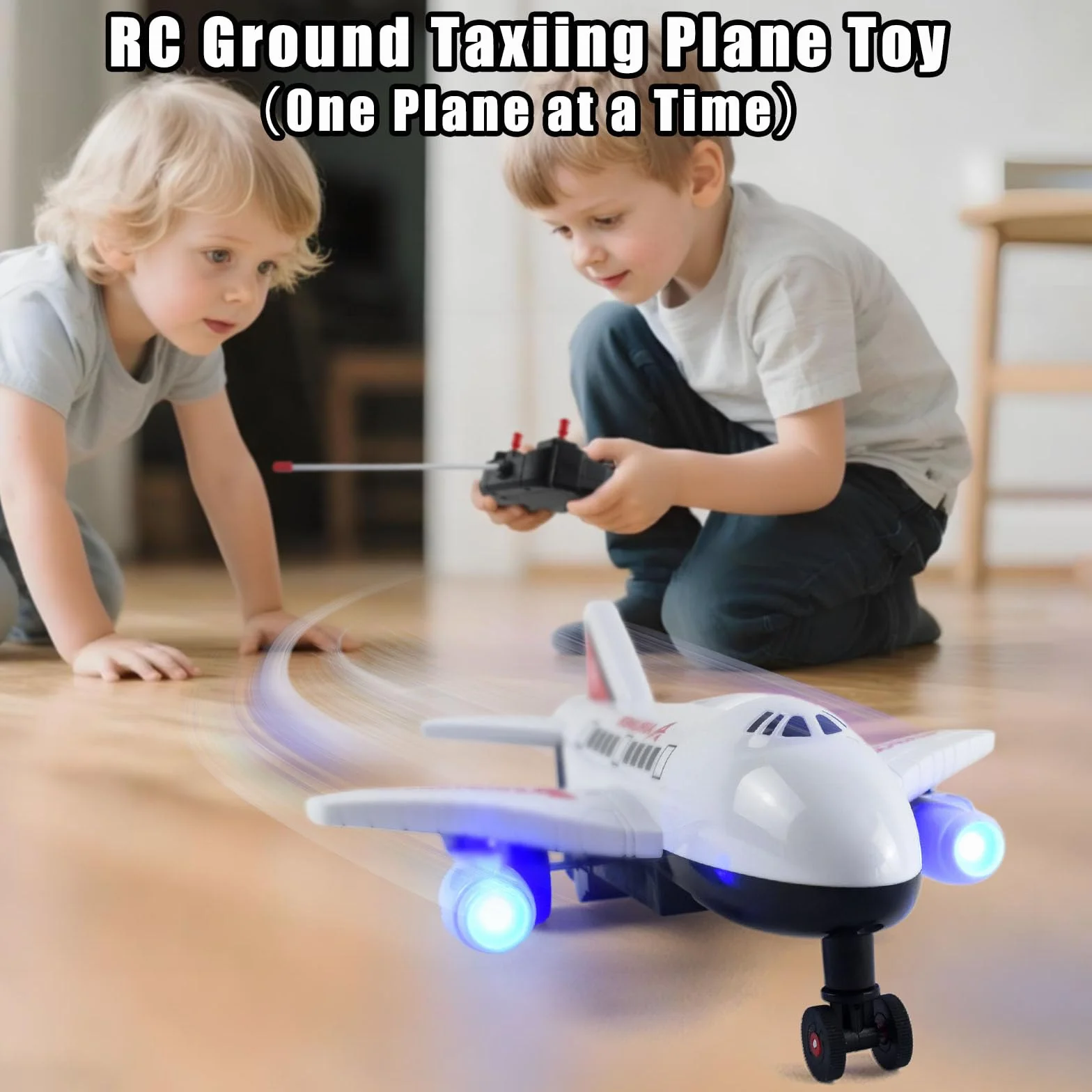 Avión teledirigido para niños a partir de 6 años, vehículo de tierra teledirigido (no volable) con luz, mando a distancia, recargable, juguete ABS para niños y niñas