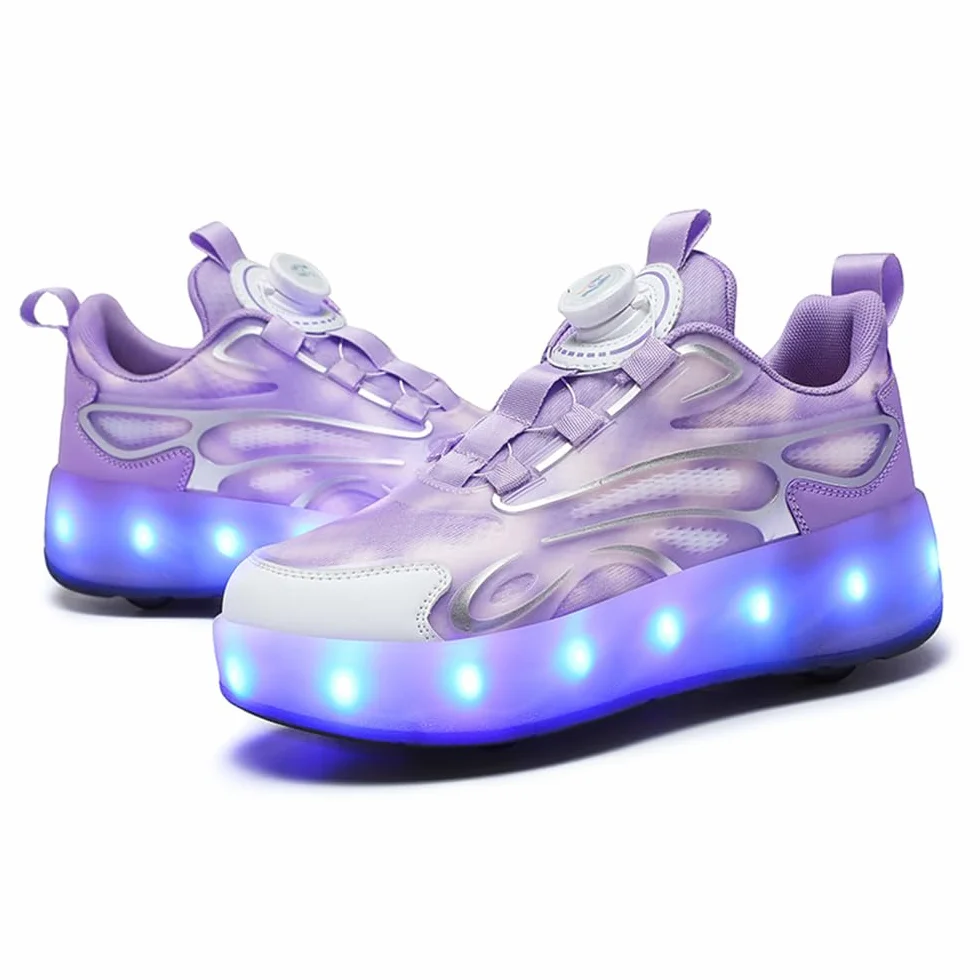 Zapatos con Ruedas para Niñas Niños, Patines Retirables 4 Ruedas Brillan en la Noche