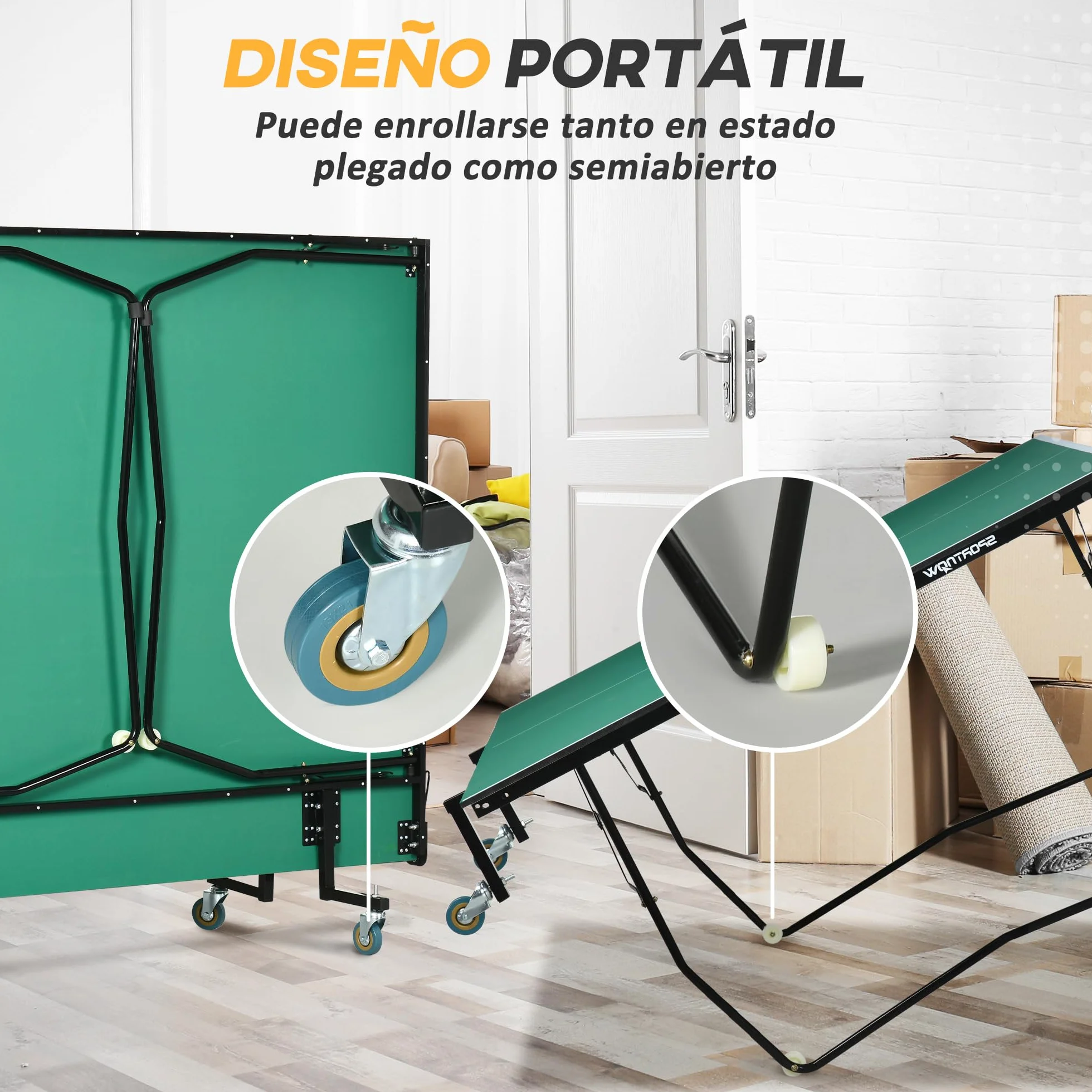 SPORTNOW Mesa de Ping Pong Plegable Profesional Tamaño Estándar con Red Paletas 3 Pelotas 274x152,5x76 cm Verde
