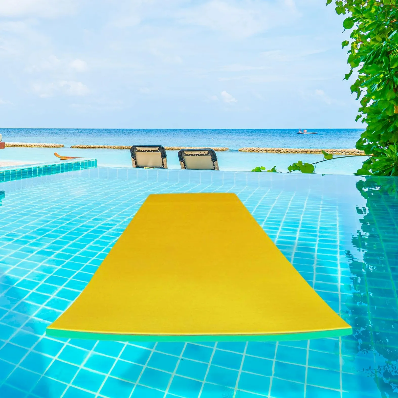 Fenteer Colchoneta Flotante para Piscina, Ideal para familias, Adultos, Fiestas y Playa, Verde Amarillo