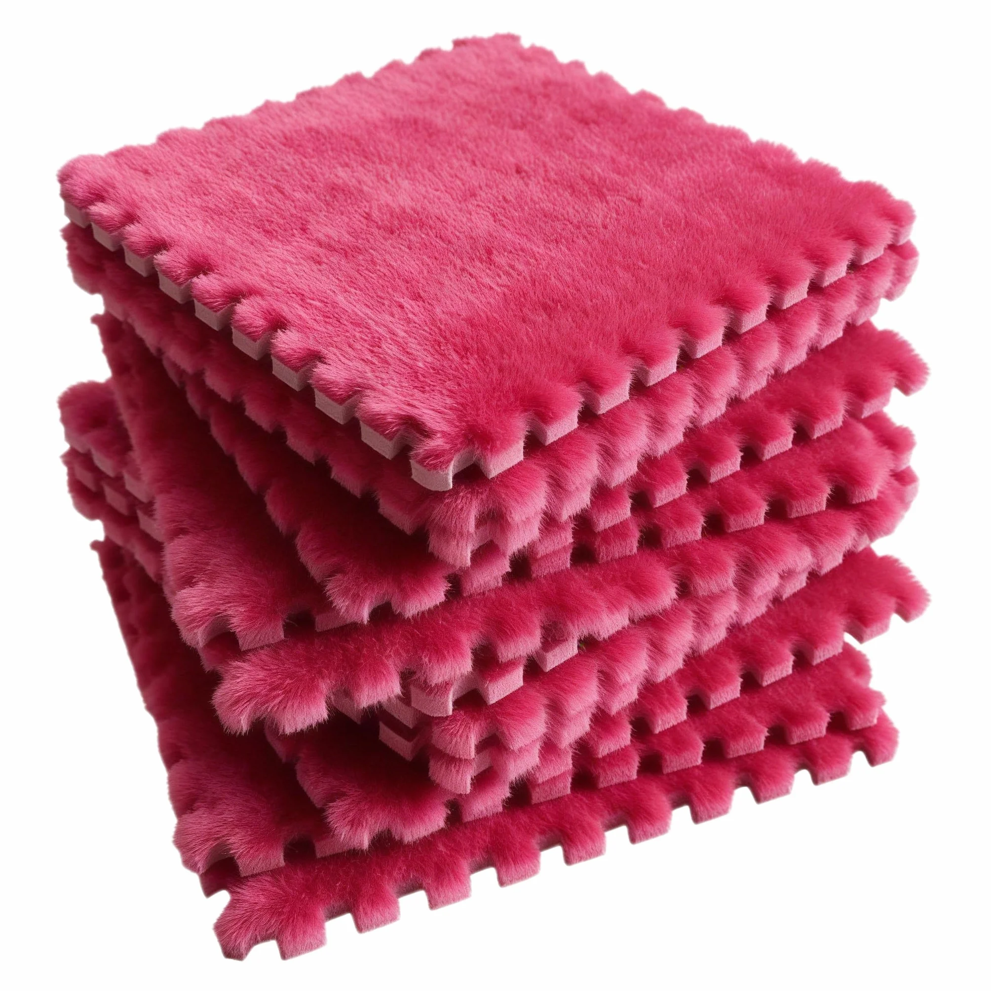 Rosa Puzles de espuma de peluche entrelazados, 12 piezas, 30 x 30 cm, alfombra de espuma para el suelo, suaves losetas para el dormitorio y la sala de estar