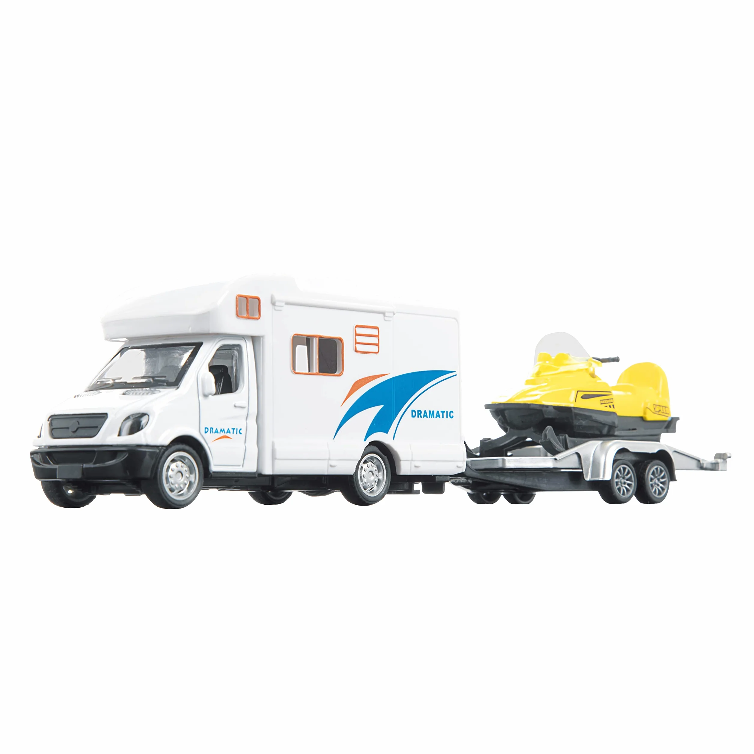 Toi-Toys Metal Camper Pull Back+aanhanger+sneeuwscooter(