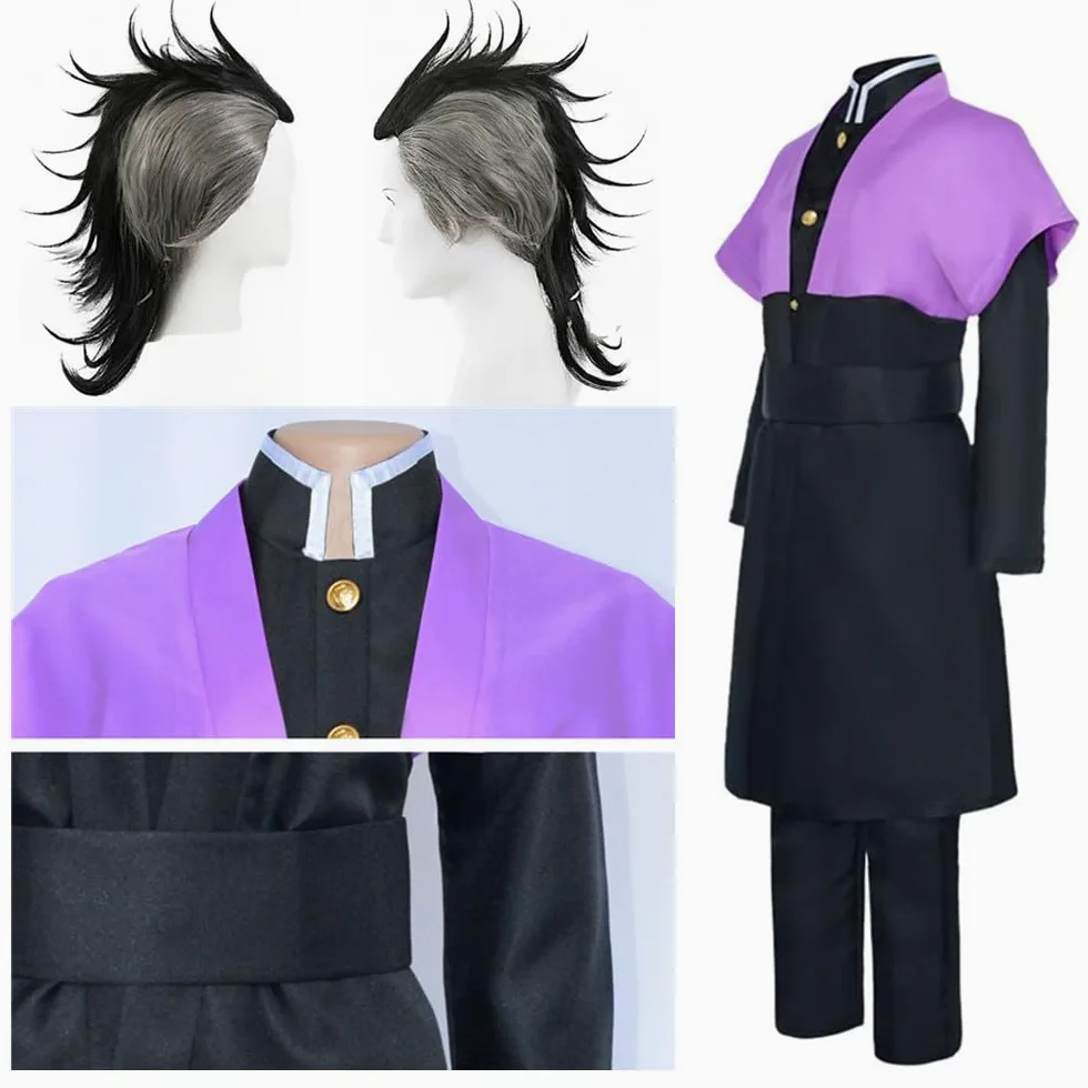 Disfraz de anime para hombre, talla de EE. UU., traje de fiesta morado