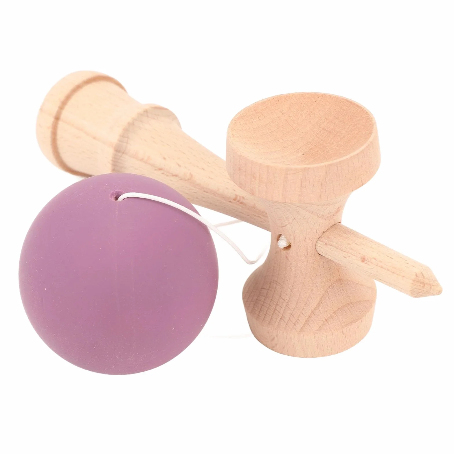 Eujgoov Kendama de Beech Madera, con Cuerda para Juegos Grupales Fiestas de Cumpleaños (Morado)