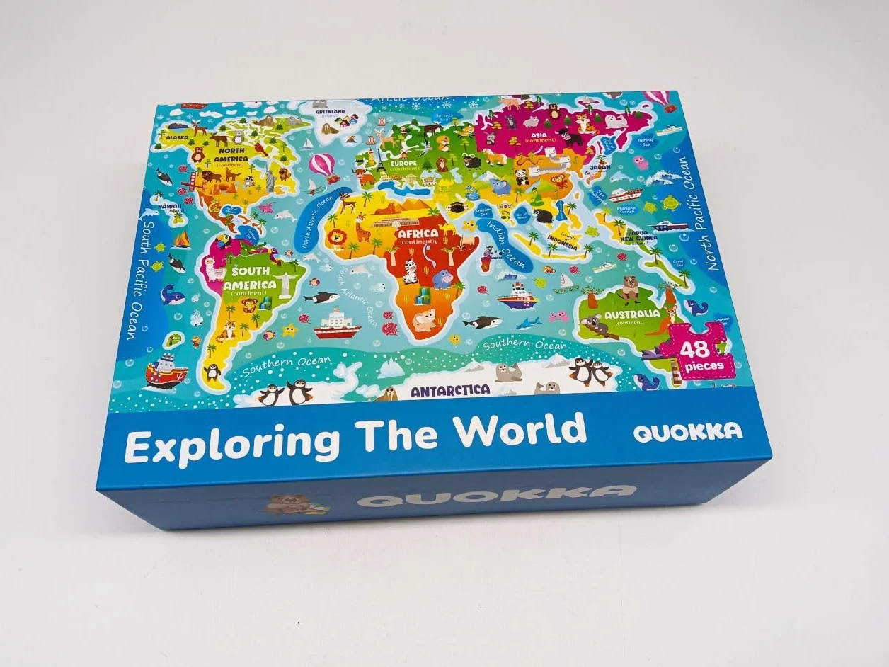 QUOKKA Puzzle Mapa Mundi Infantiles 3 4 5 Años - 60x90 cm 48 Piezas Puzzle XXL Gigante de Suelo para Niños 5 6 Años - Grande Juguete Mundo - Regalo Educativo para Niños y Niñas de 2 a 6