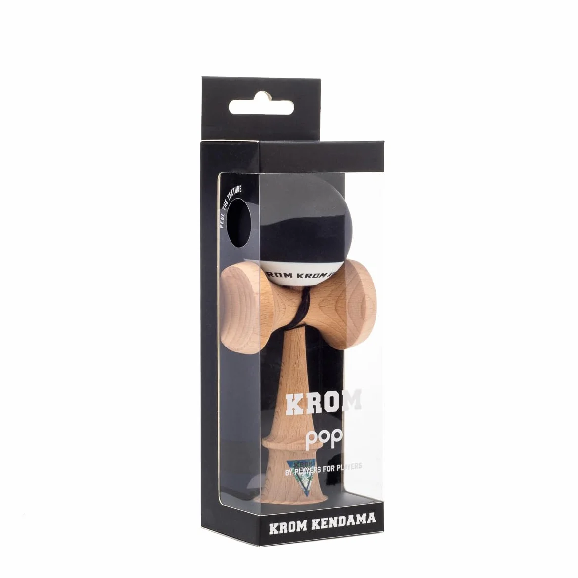 KROM Juguete Kendama – Pop Negro – Mejora Tus Habilidades Cognitivas – Mejora el Balance, los Reflejos y la Creatividad – Kendama Modelo Pro Hecho para Principiantes y Expertos