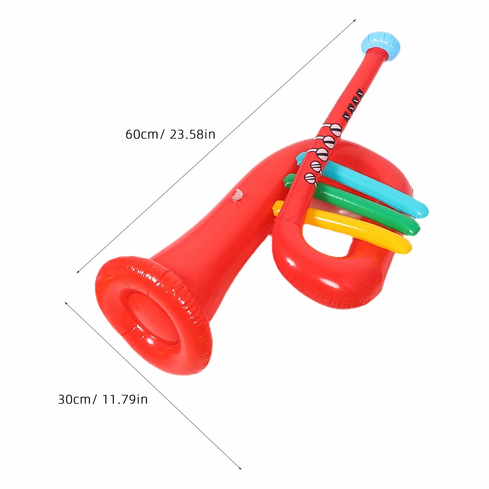 4 trompetas inflables de juguete: trompeta inflable de simulación, juguete musical que hace ruido para fiestas de cumpleaños infantiles y celebraciones deportivas.