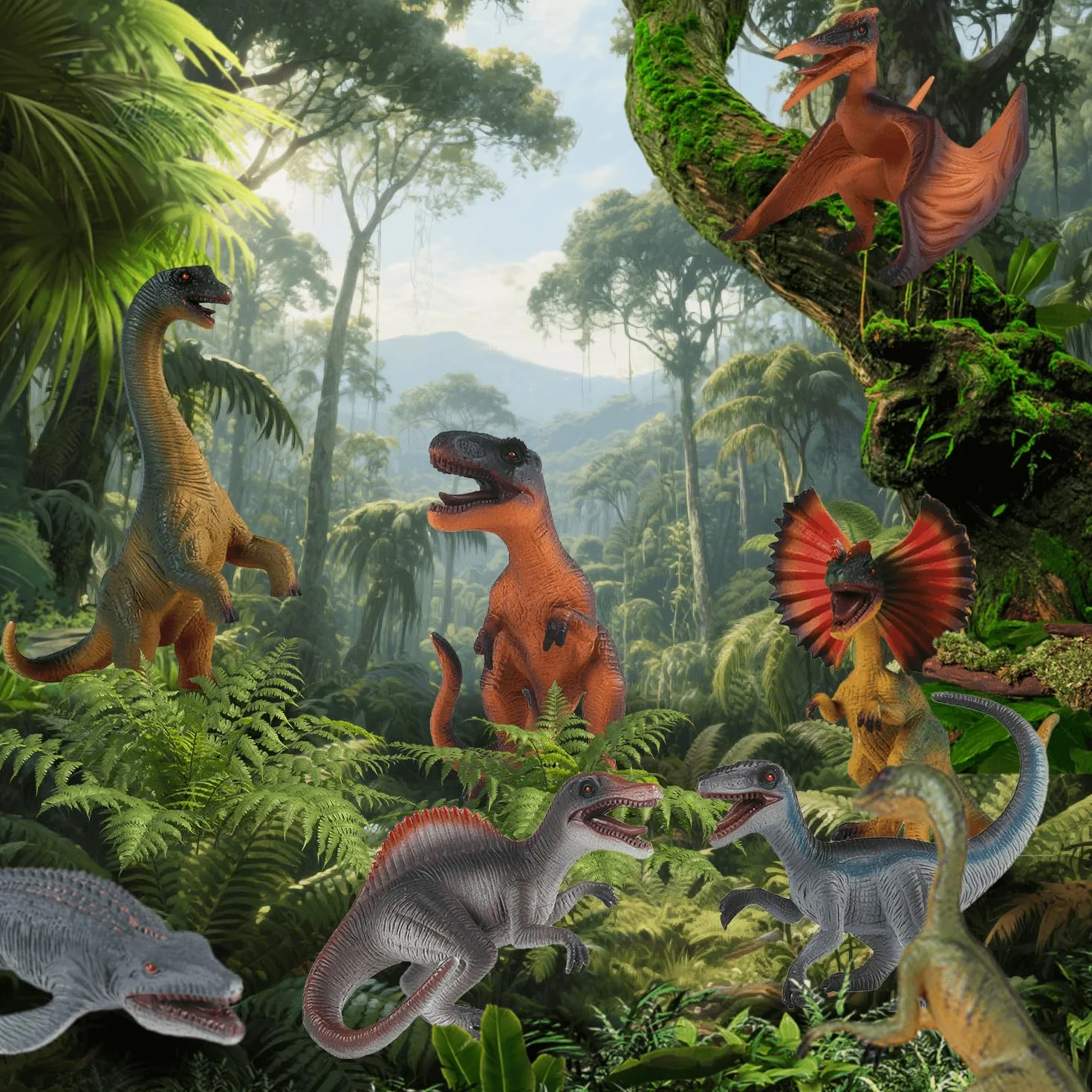 Juguetes Dinosaurios 8 Piezas Tiranosaurio Rex Velociraptor Regalo Cumpleaños Niños 3-8 Años