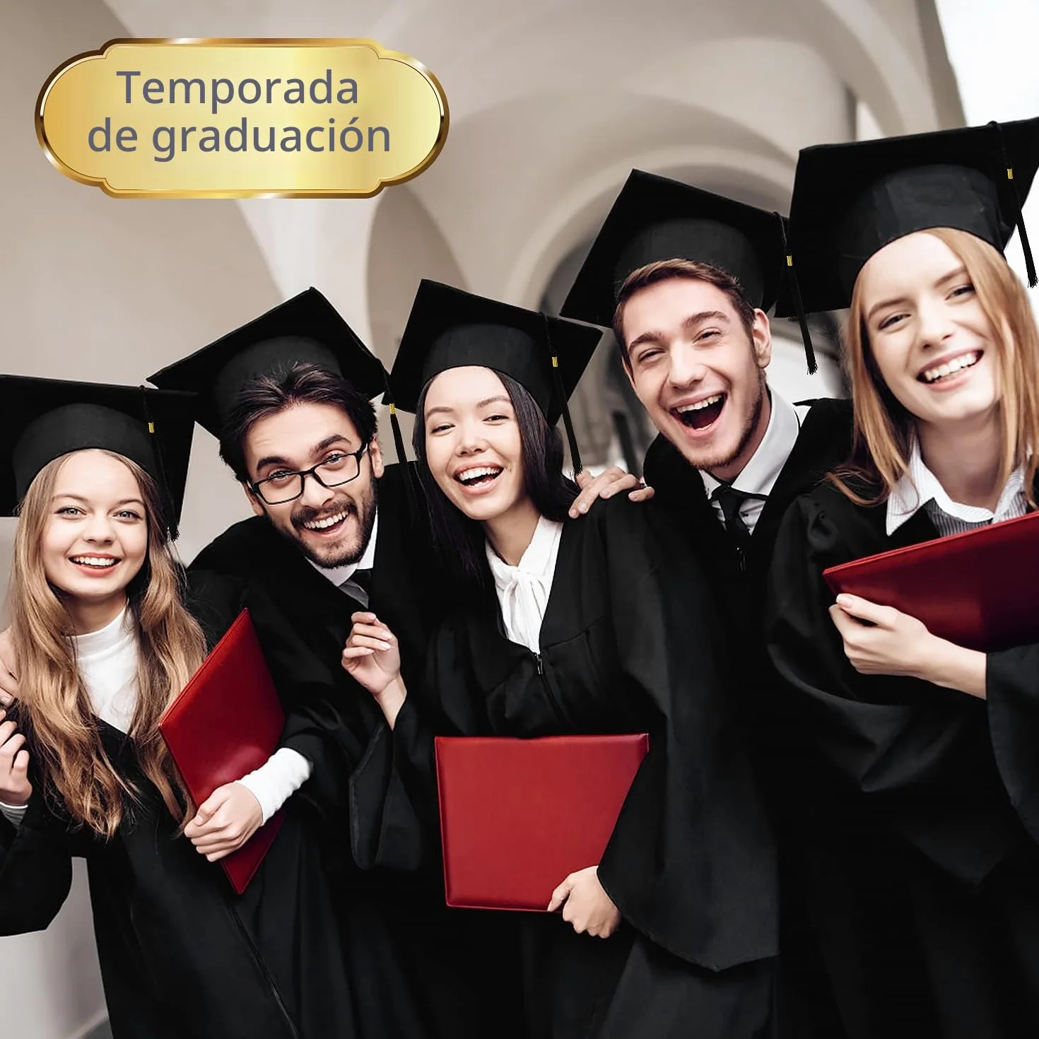 KEELYY Sombrero de Graduación, Birrete graduacion Adulto, Sombrero de Graduación Ajustable para Celebrar Graduación, 4 Colores - Negro