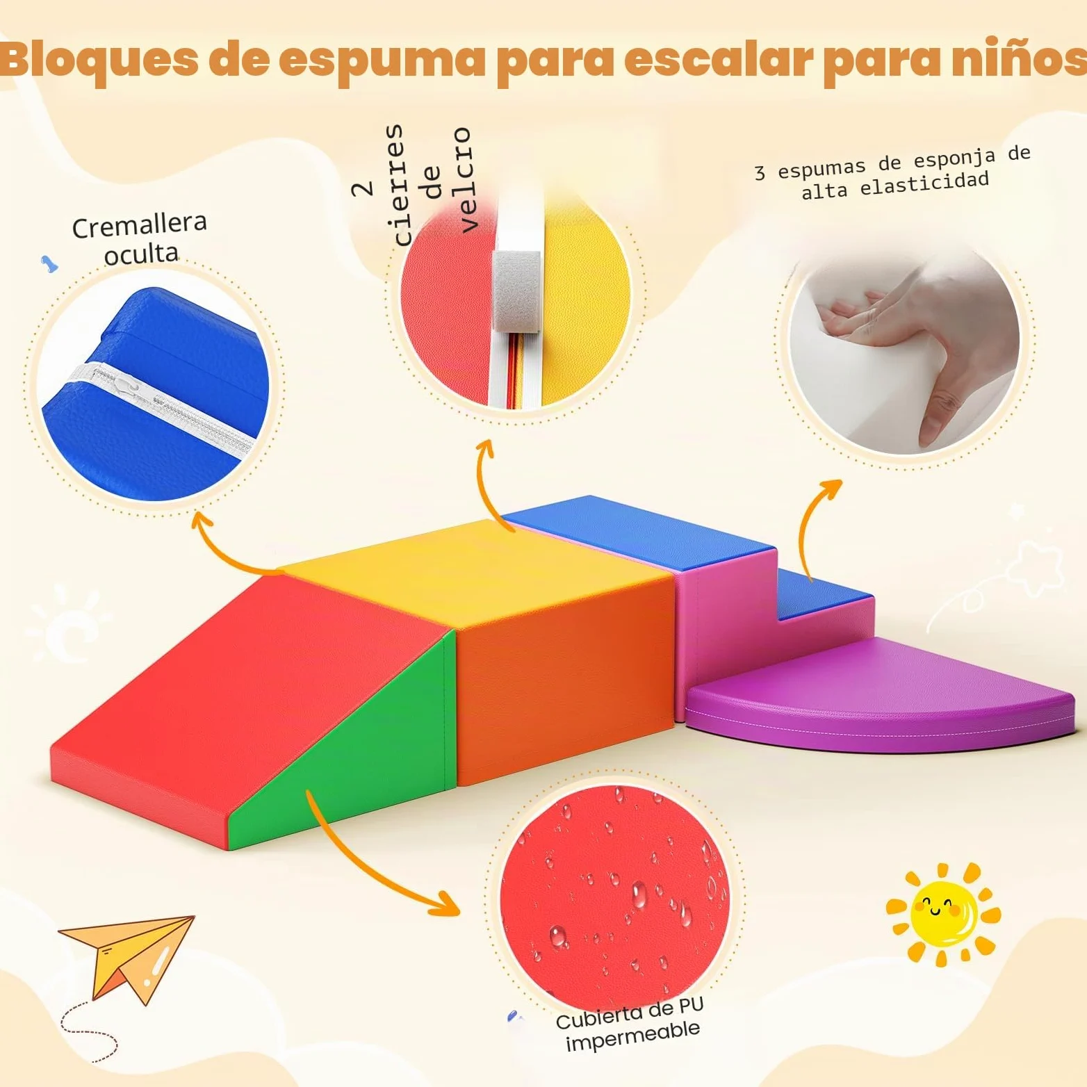 Bloques de espuma para niños, bloques de espuma grandes, bloques de escalada para interiores, marcos de escalada para niños (4 unidades)