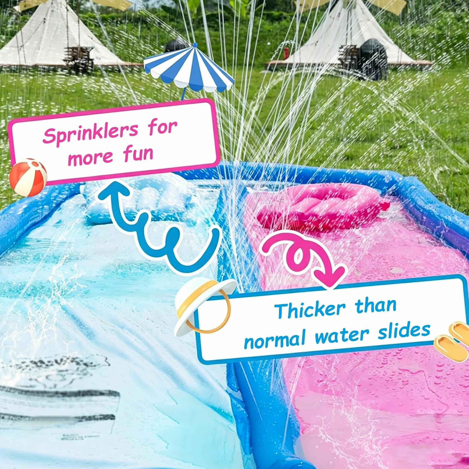 TobogáN AcuáTico Extra Largo Para JardíN,Con Aspersor Integrado Y 2 Bodyboards,Resistencia NiñOs Adultos,Juguete Actividad DiversióN AcuáTica Fiestas Verano Al Aire Libre,En El JardíN O Patio Trasero(