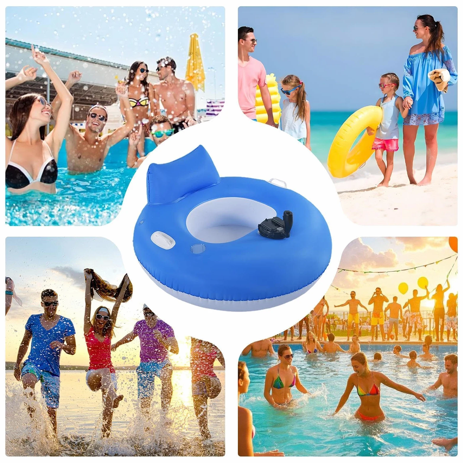 Tumbona Flotante Hinchable Portátil Balsa Tubing Eléctrica Y Acuática Con | Flotador De Agua Inflable Para Lago Río Estanque Piscina Y Actividades Veraniegas Al Aire Libre
