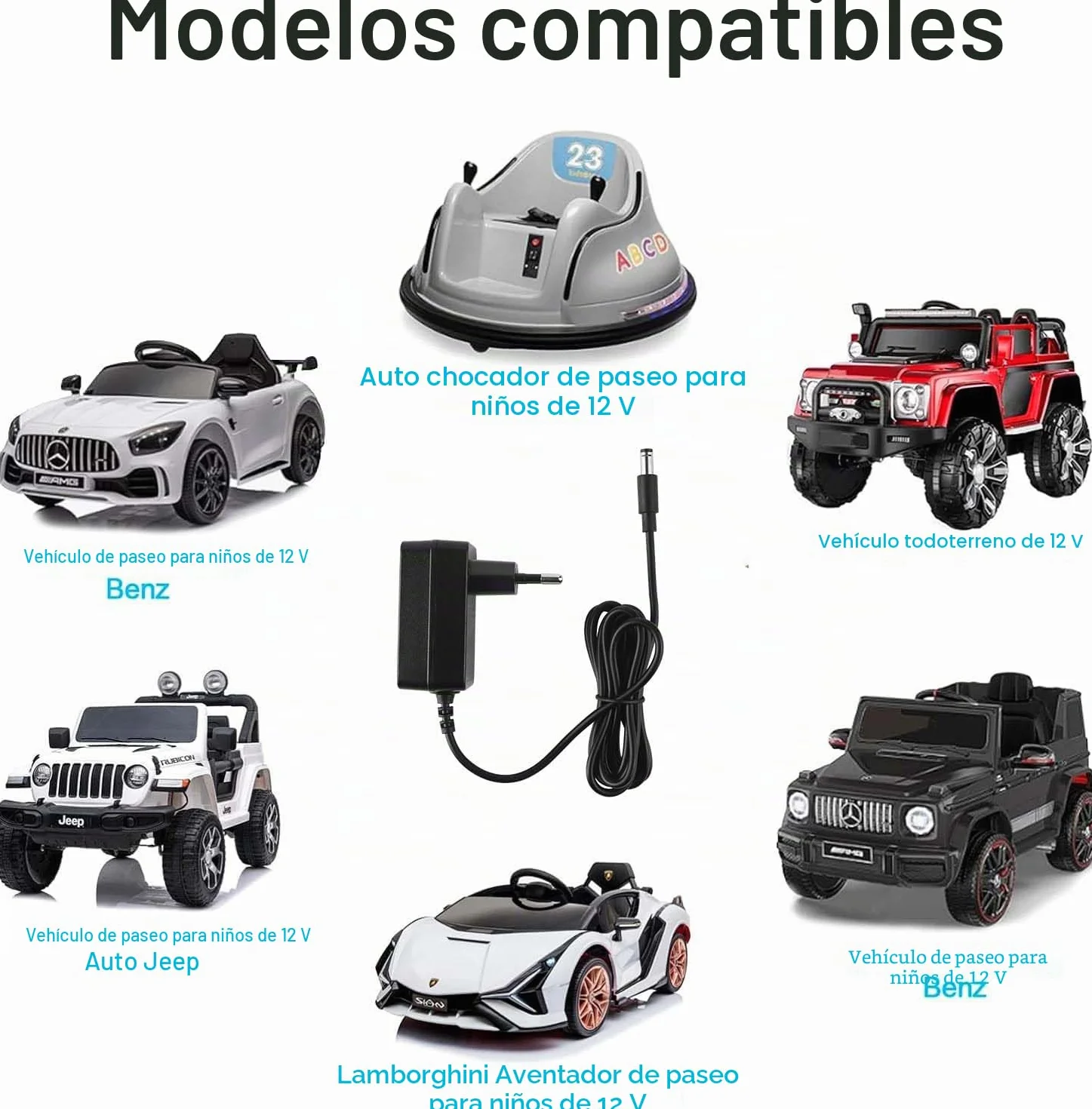Cargador de 12 V para coche eléctrico infantil, cargador 12 V 1 A Ride on Toys Una variedad de vehículos eléctrico