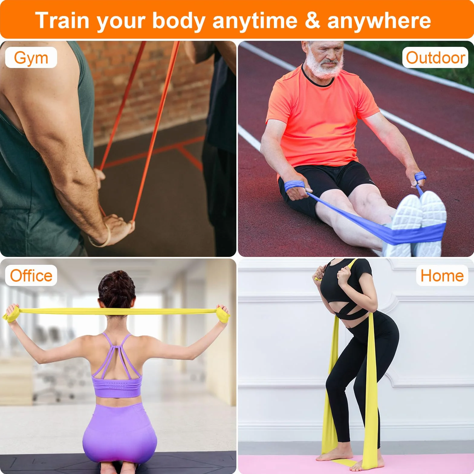 GRIFEMA GA5002 Bandas Elasticas Fitness Set de 4 1.8M Cintas Elasticas 4 Niveles de Resistencia para Entrenamiento de Fuerza