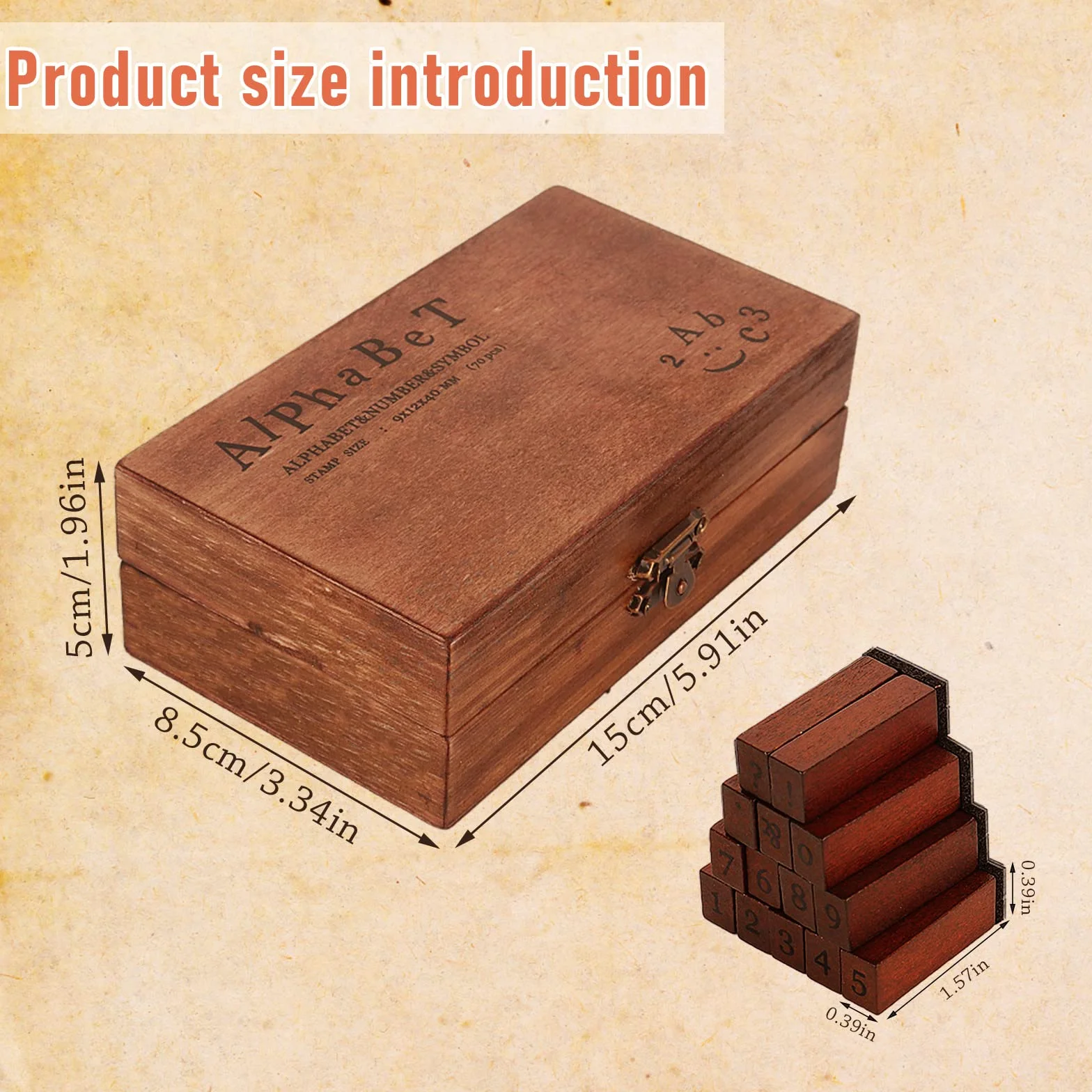 70 sellos de letras del alfabeto, juego de letras del alfabeto de goma de madera, números y símbolos, números y puntuación, kit de sellos de tinta multiusos con caja de almacenamiento, para