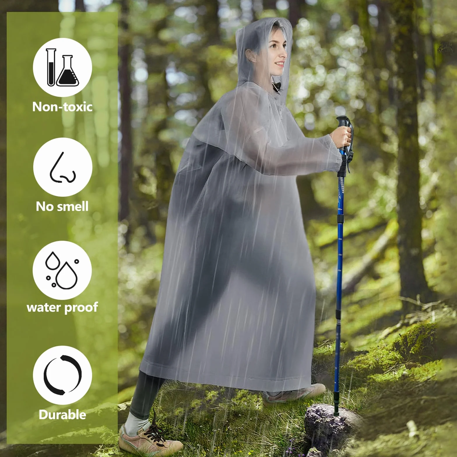 AOKITO Poncho Impermeable Reutilizable de EVA Transpirable para Senderismo, Ciclismo