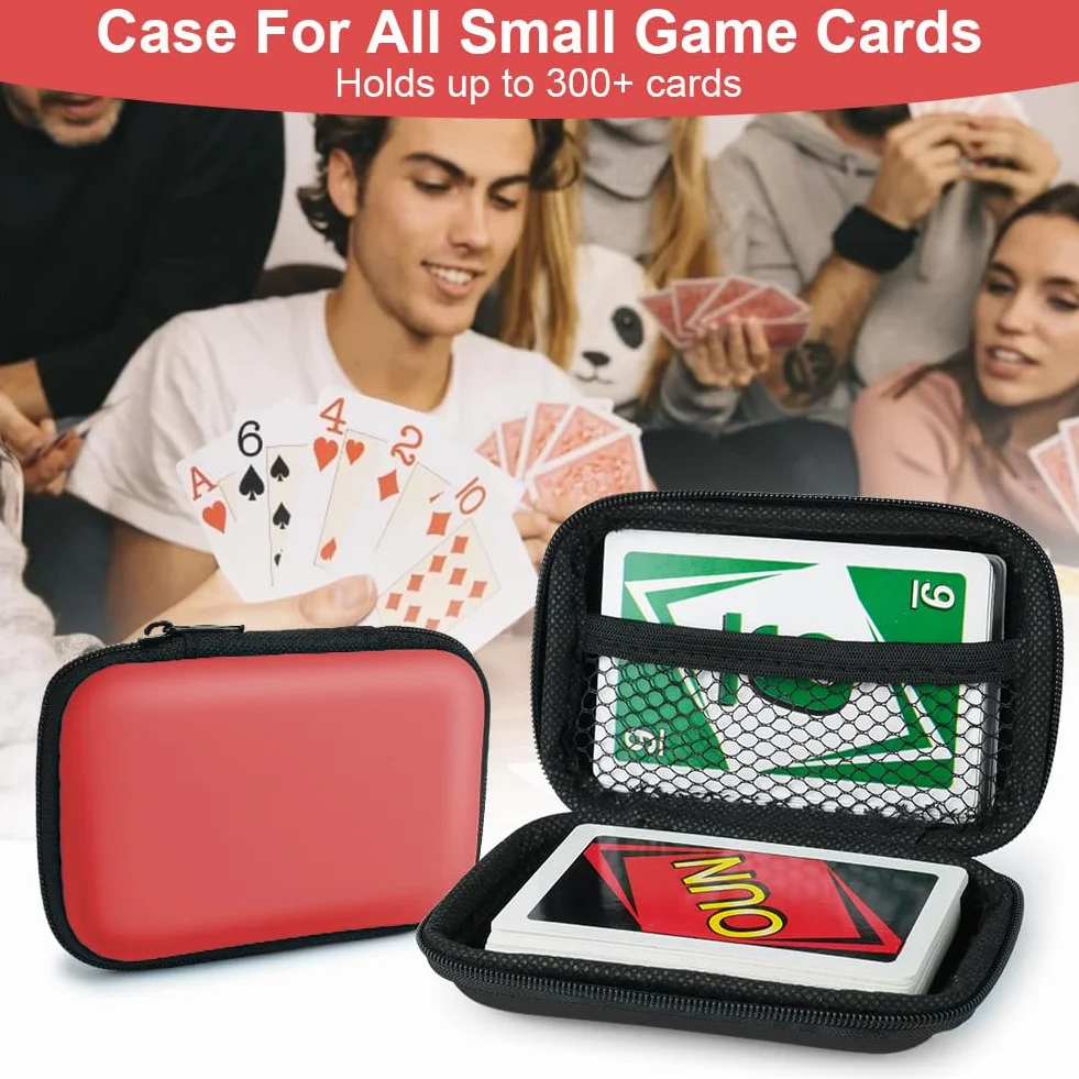 Aolso Estuche Funda Compatible con el UNO Juego de Cartas, 2 Piezas Organizador Portátil Impermeable Que, Caja de Almacenamiento para Tarjetas, Caja de Almacenamiento de Cartas(Negro/Rojo)