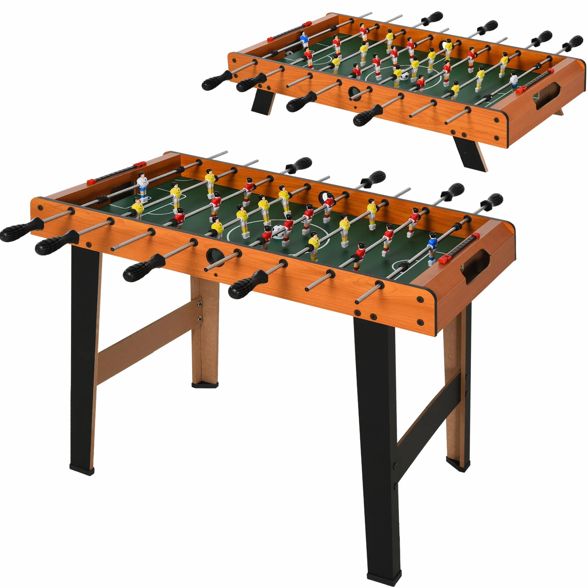 HOMCOM Futbolín para Niños de Madera Juego de Mesa de Fútbol con 22 Jugadores 2 Marcadores 22 Jugadores Patas de Mesa Largas y Cortas 85x40x61 cm Madera y Negro