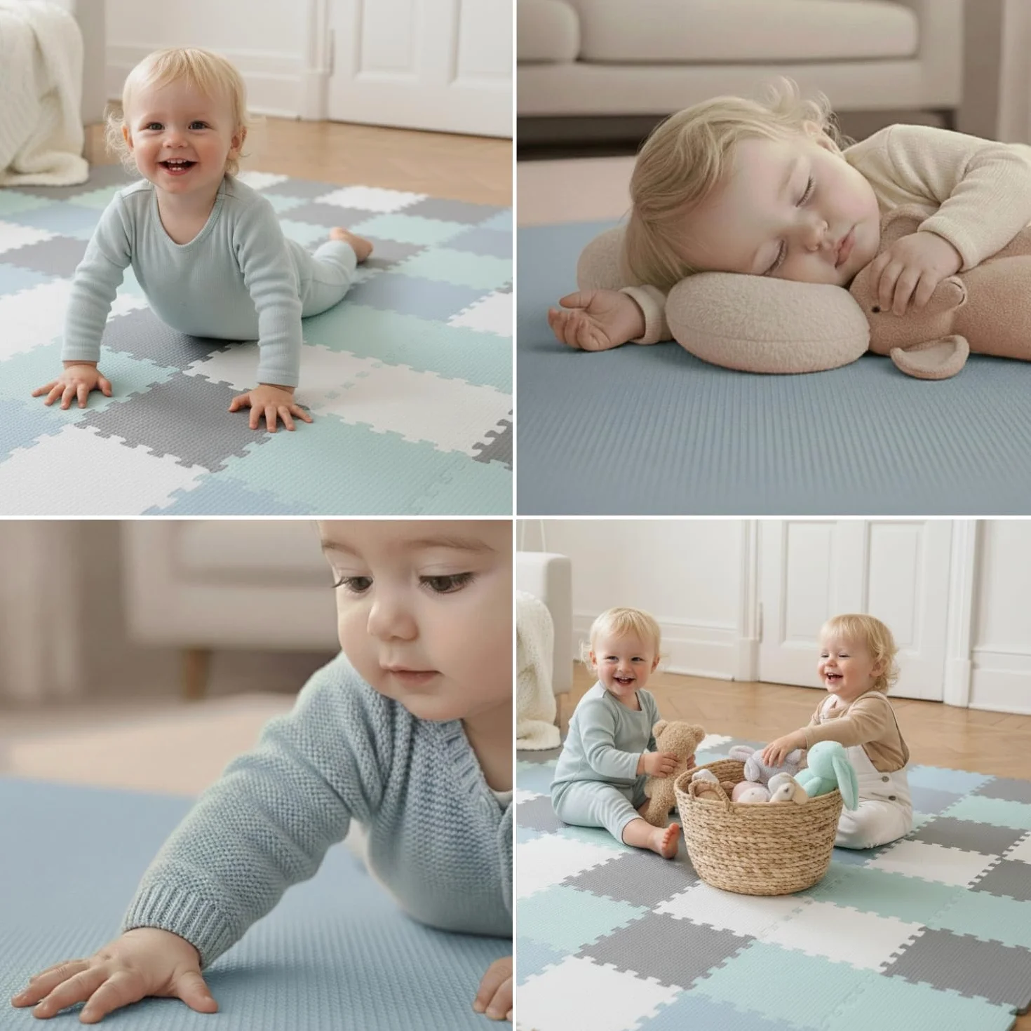 LittleTom 36 Piezas Alfombra Bebé desde el Primer Mes - 30x30 cm Colchoneta de Espuma EVA Acolchada - Superficie Puzzle Antideslizante para Niños Pequeños - Suelo Protector para la Habitación Infantil