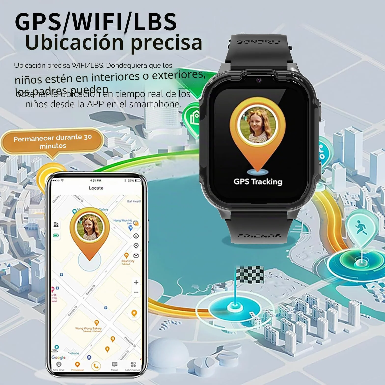 Reloj Inteligente Niño 4G GPS Videollamada Smartwatch Infantil Llamadas SOS WiFi Cámara Negro