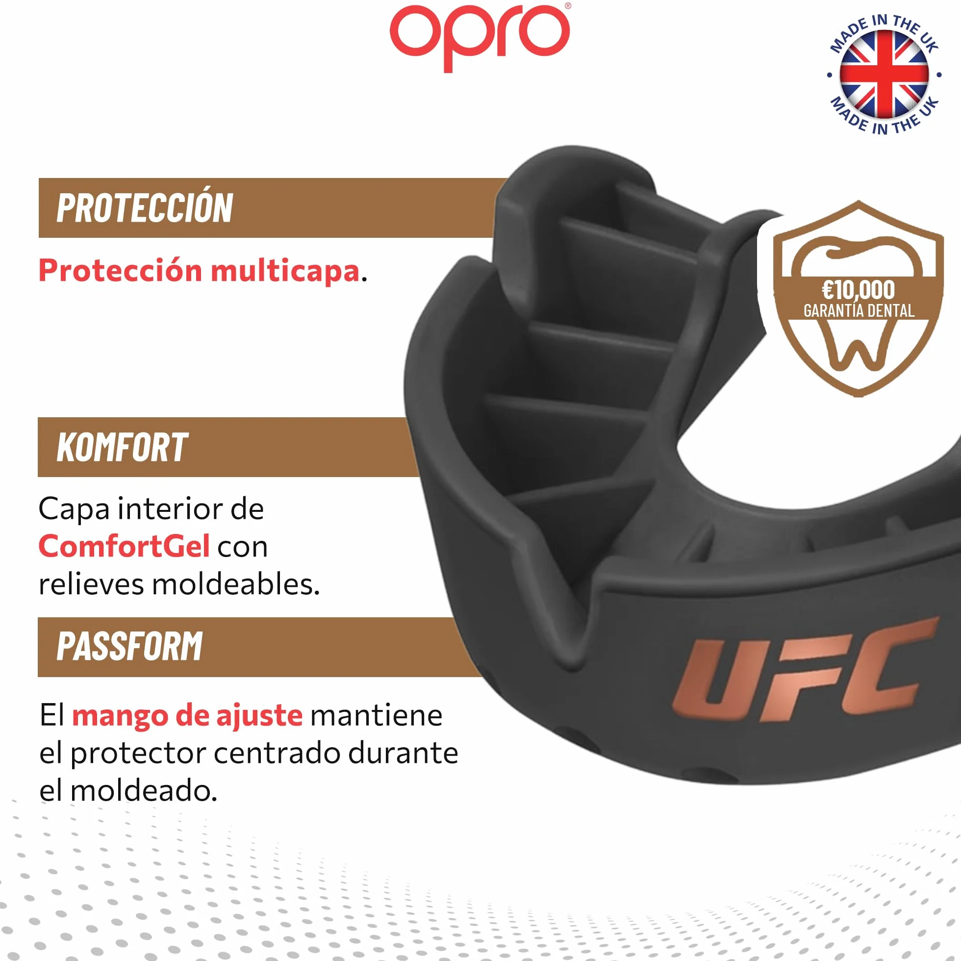 OPRO Protector bucal deportivo Bronze Level para adultos y niños con estuche y dispositivo de ajuste