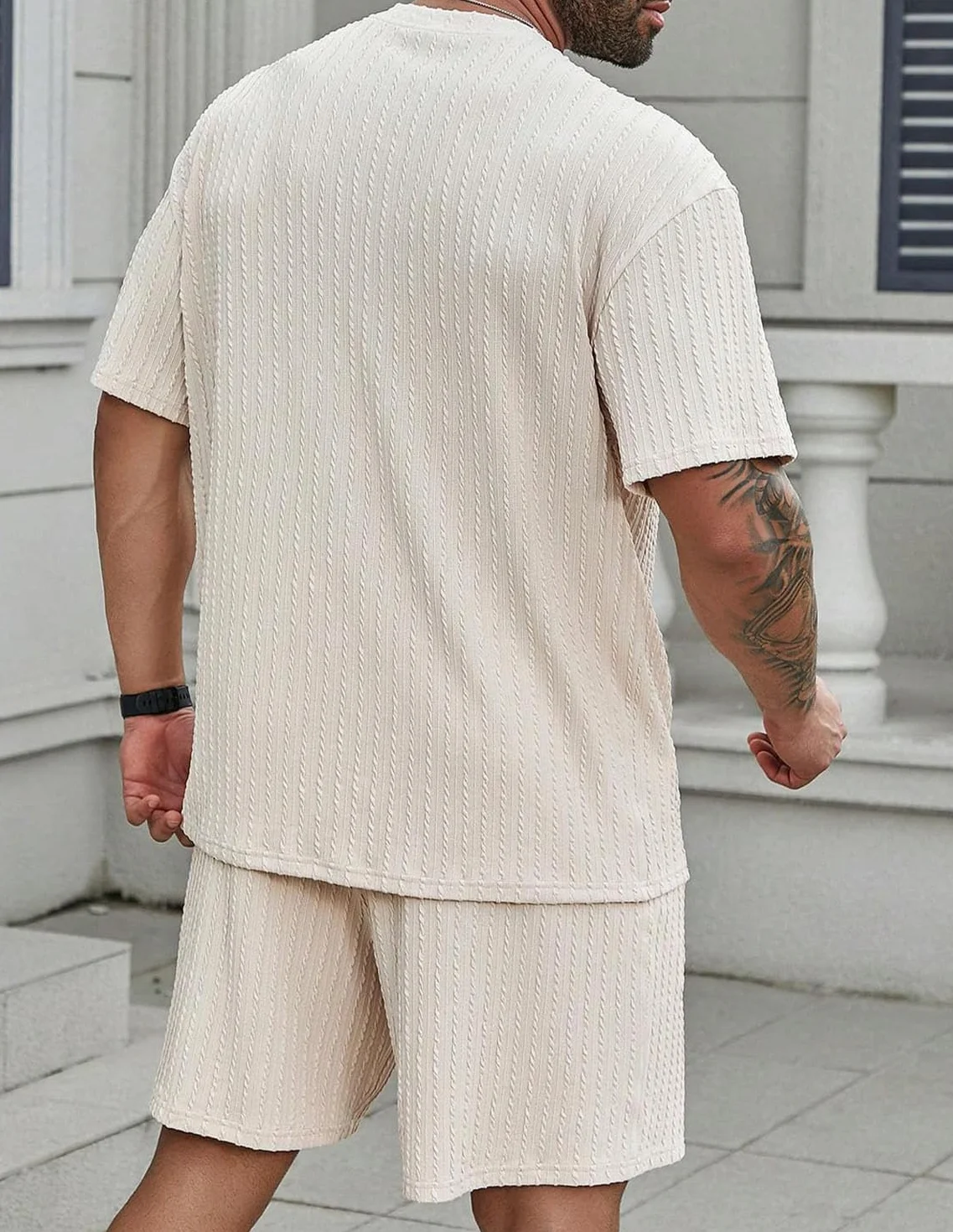 Chándal Hombre 2 Piezas Camiseta Shorts Verano con Bolsillos Fútbol Baloncesto