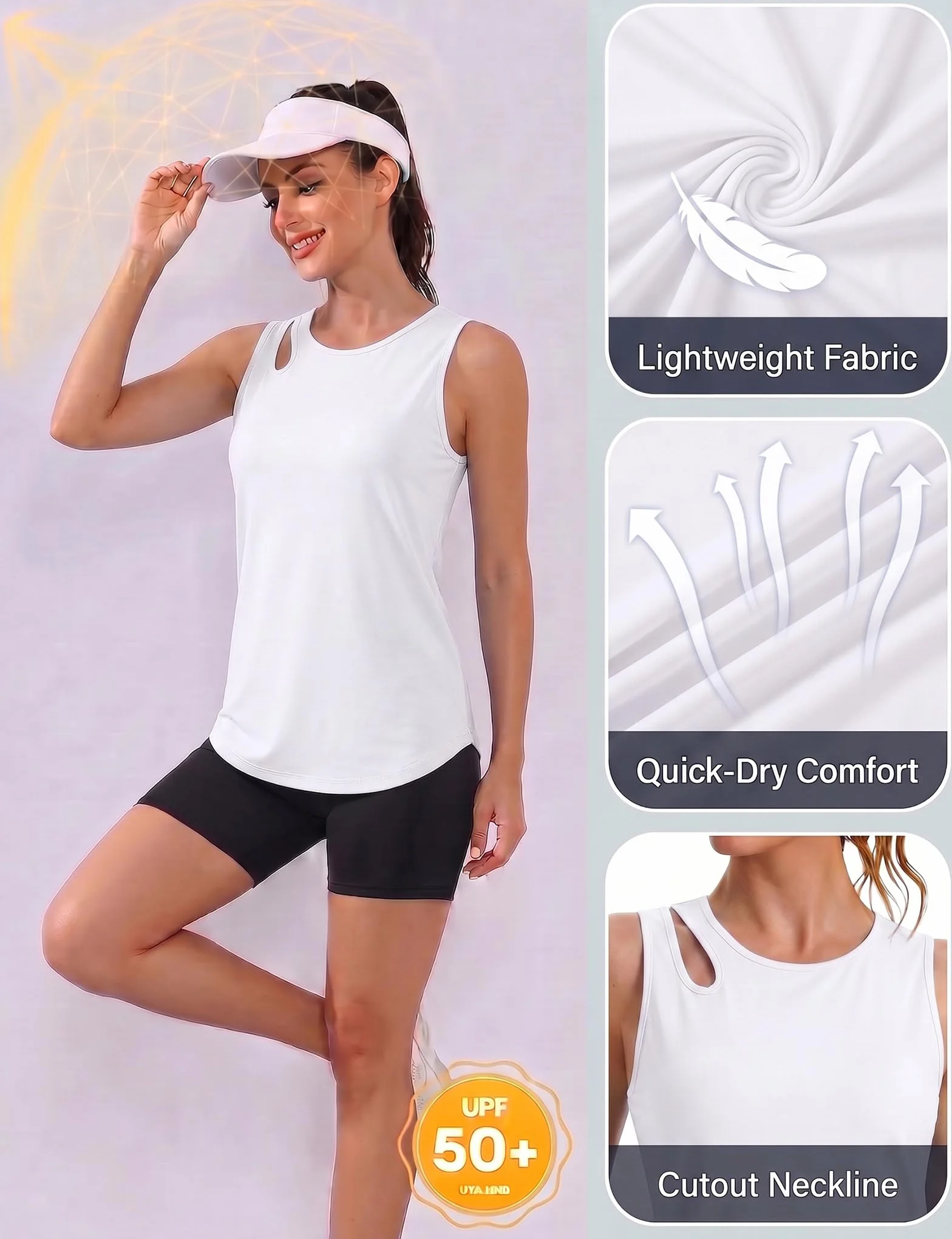 Camiseta Tirantes Mujer Deportiva Cuello Redondo sin Mangas Ligero Transpirable