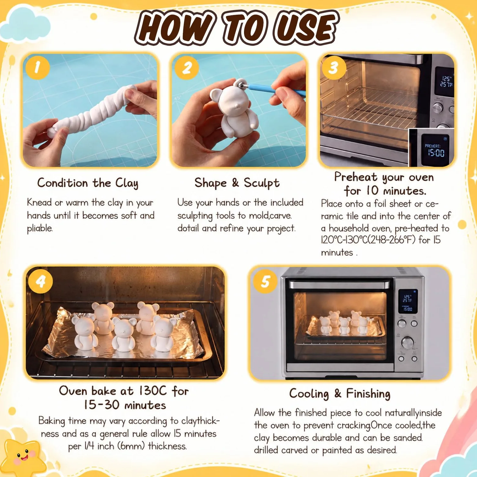 Yinder Arcilla polimérica para horno de 25 libras, color blanco con 25 herramientas de cerámica, arcilla no tóxica para modelar, figuras, miniaturas, joyas, proyectos de cerámica, artes para adultos