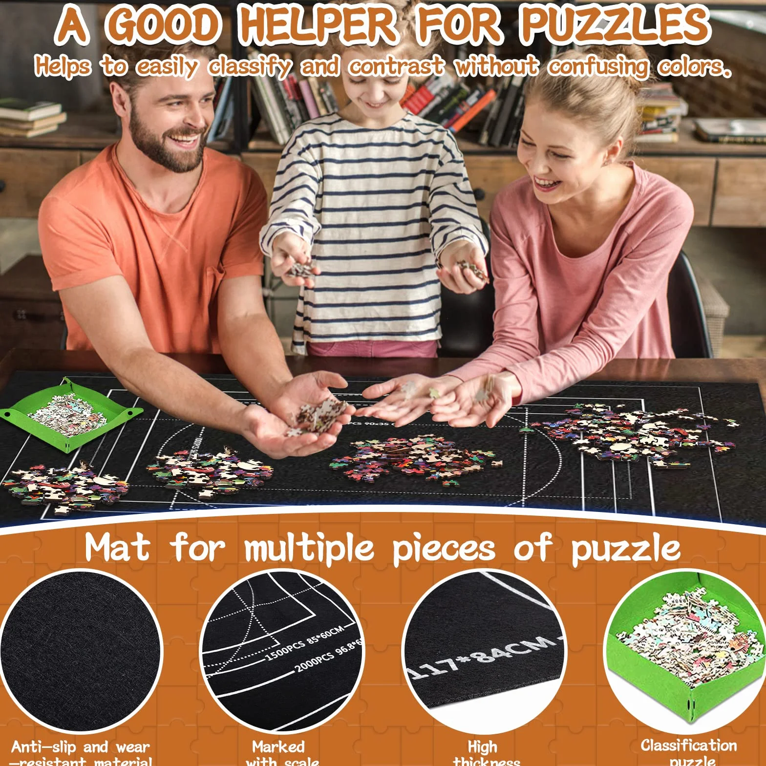 Purpledi Tapete Puzzle, 1000 1500 2000 3000 PiezasTapete, Fieltro Tapiz Puzzle, Estera de Rompecabezas Portátil
