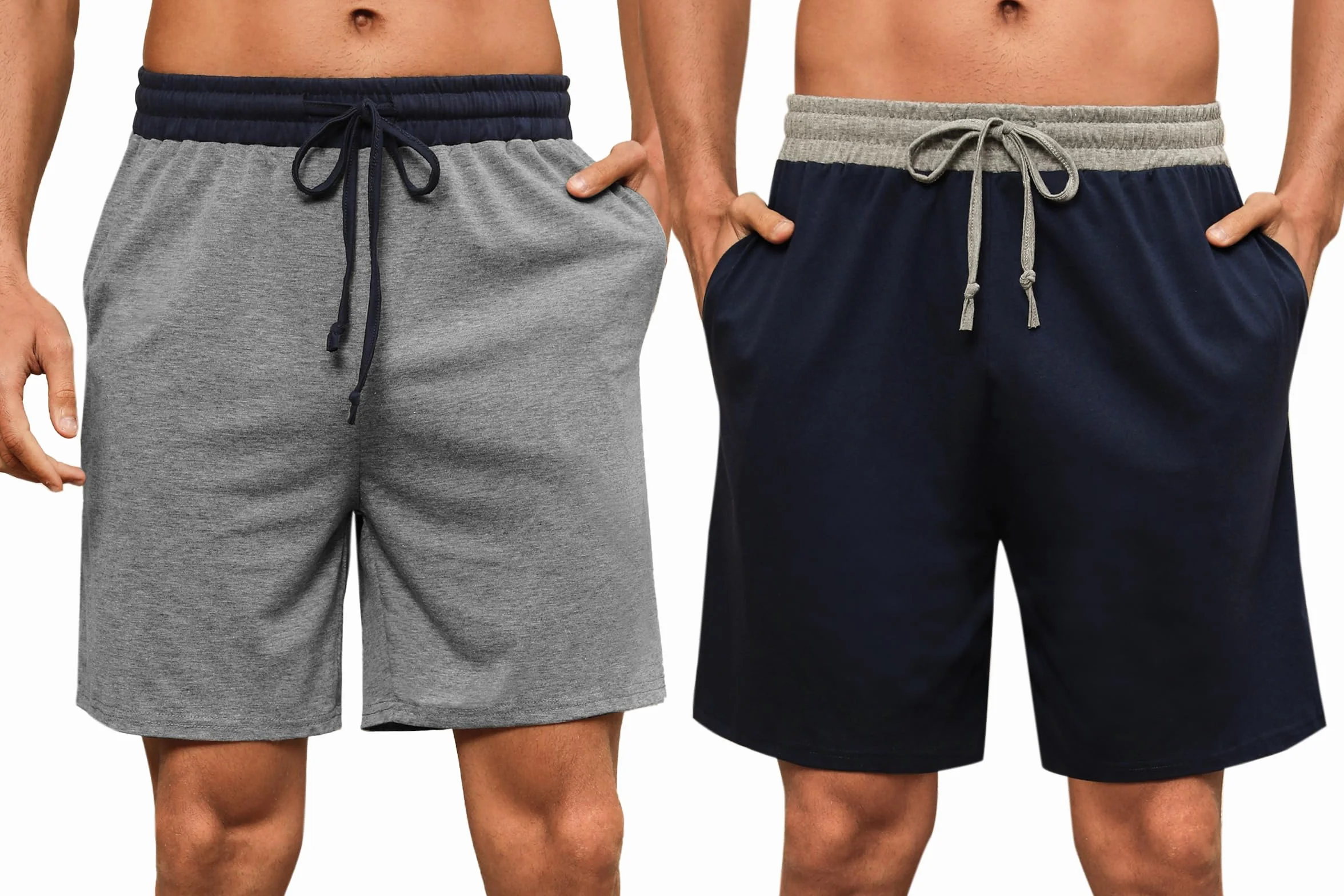 Pantalones Pijama Cortos Hombre Algodón Verano Casuales Bermudas con Bolsillos S-3XL