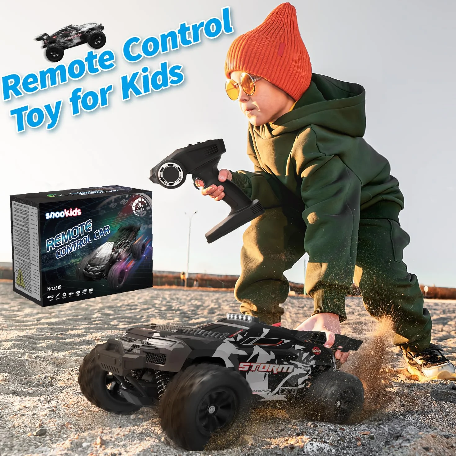 snookids Coche Teledirigido - 2,4 GHz Coche RC Vehículo Todoterreno de Alta Velocidad 40 km/h 1:18, 4WD Coche Radiocontrol Drift Buggy Cars Controlados Juguete Regalo para Niños Adulto