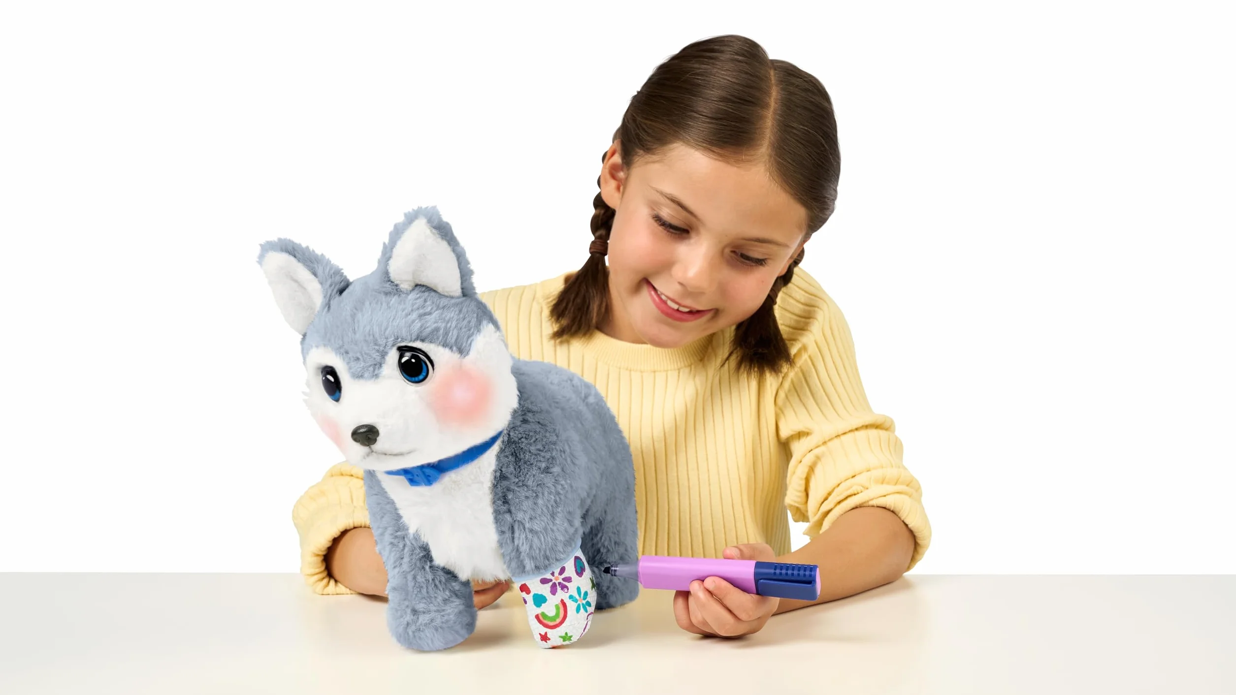 Little Live Pets Ouchies Aspen – Exclusivo Cachorro Husky Interactivo con más de 50 Sonidos y reacciones, Incluye Set de Veterinario y Bolsa de Transporte, a Partir de 4 años