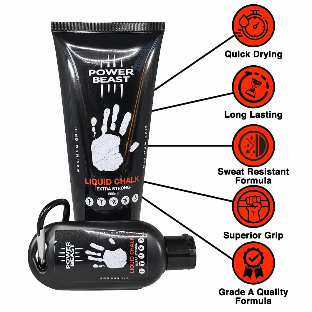 Pack Magnesio Líquido 200Ml + 50ML + 60Gr, Bola Tiza Magnesio Rellenable, Liquid Chalk, Tiza Líquida para Gimnasio, Calistenia, Halterofilia