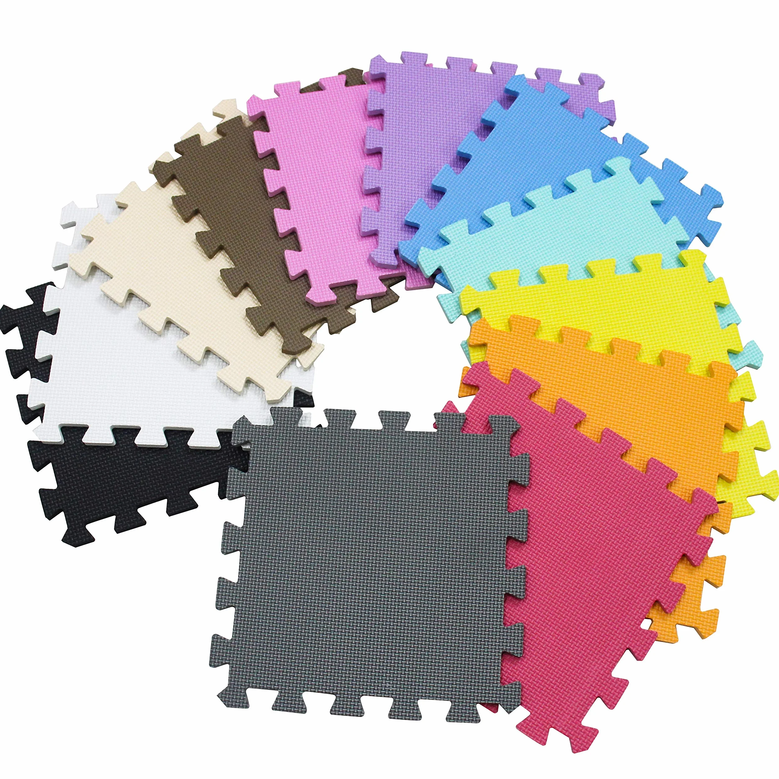 meiqicool Alfombrillas para Puzzles | Alfombra Puzzle para Niños Bebe Infantil Suelo de Goma EVA Suave 142 x 114 cm 18 Piezas Blanco Gris 0112