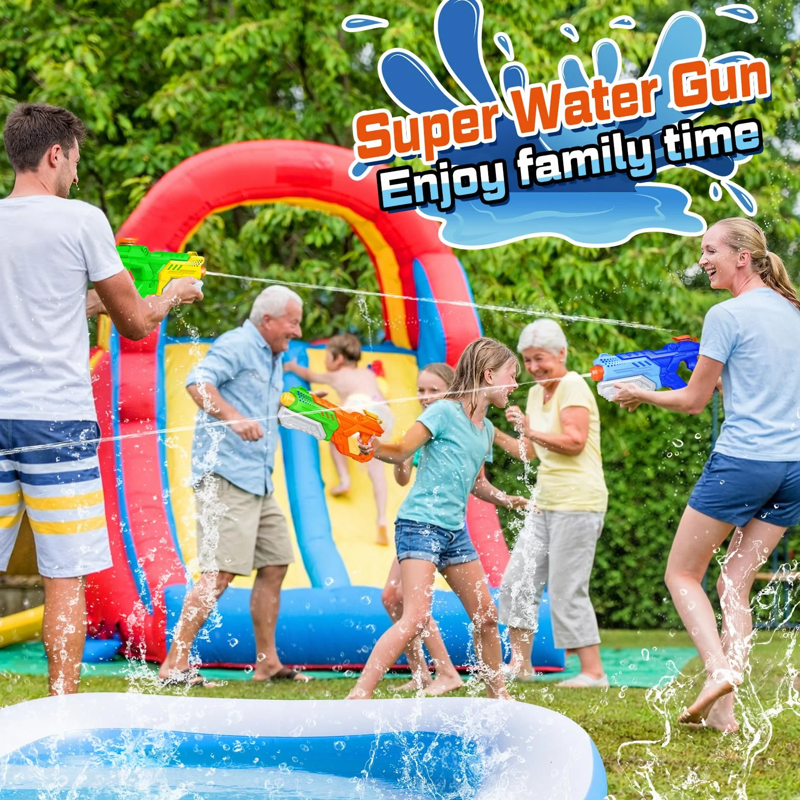 Pistola de Agua para Niños Y Adultos, 3 Pack_ con 600ML de Alta Capacidad de Disparo hasta 8-10m De Distancia Pistola de Chorro de Agua Jugue para Piscina de Verano Fiesta en la Playa