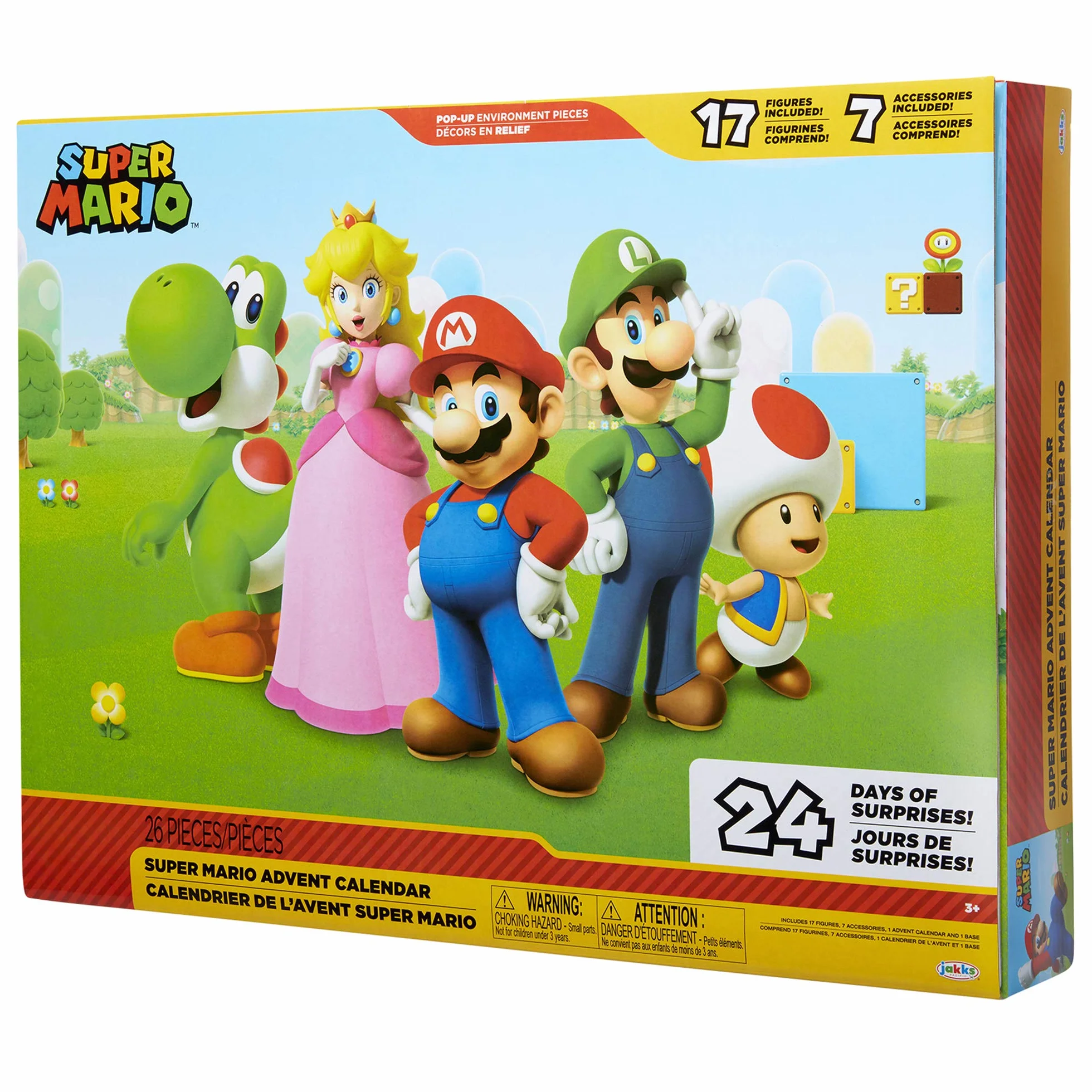 Super Mario Nintendo Calendario de Adviento con 17 Figuras articuladas de 6 cm y 7 Accesorios