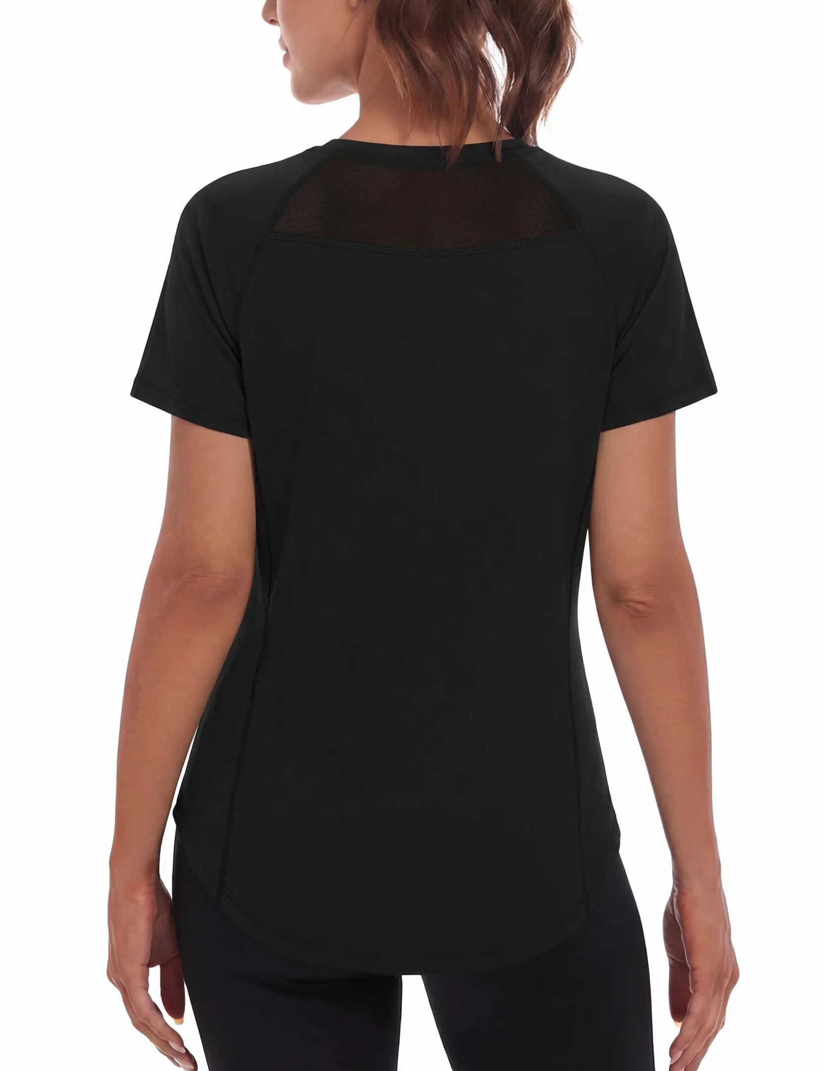 Camiseta Deportiva Mujer Manga Corta Cuello Redondo Secado Rápido Transpirable Fitness Yoga Pilates