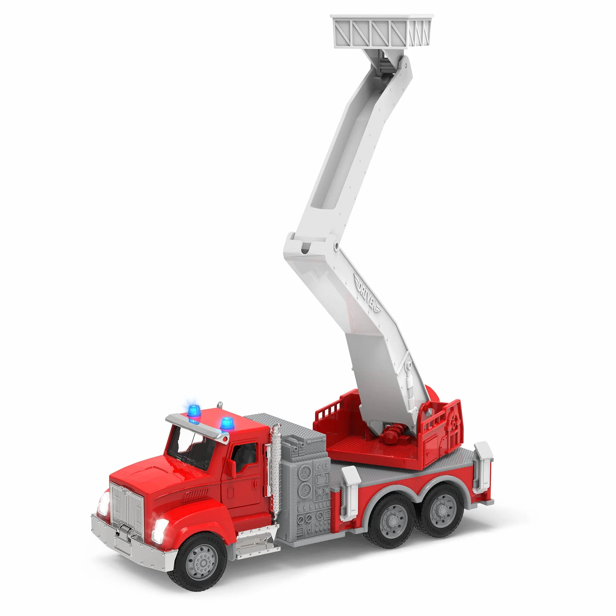 DRIVEN by Battat - Flota de microemergencias - Juego de vehículos de juguete de emergencia para niños - Camión de bomberos de juguete con grúa - 3 años +